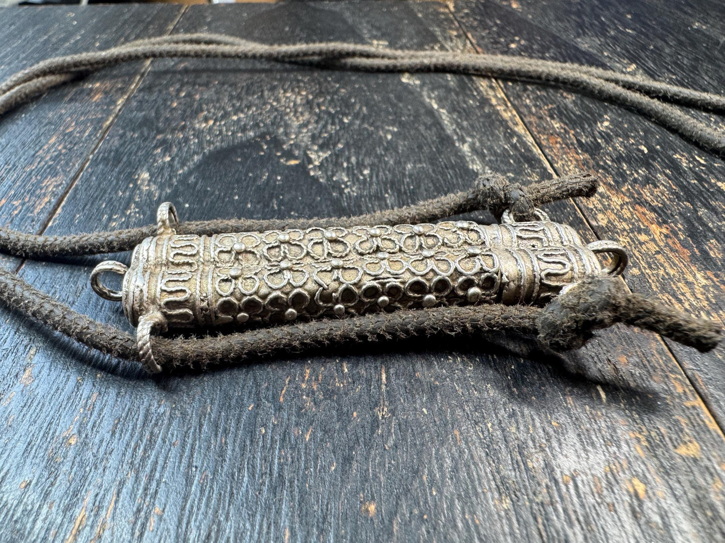 Vintage Tibetan 925 Silver Gau Amulet Pendant Necklace | Portable Prayer Box Capsule | Himalayan Buddhist Reliquary Pendant
