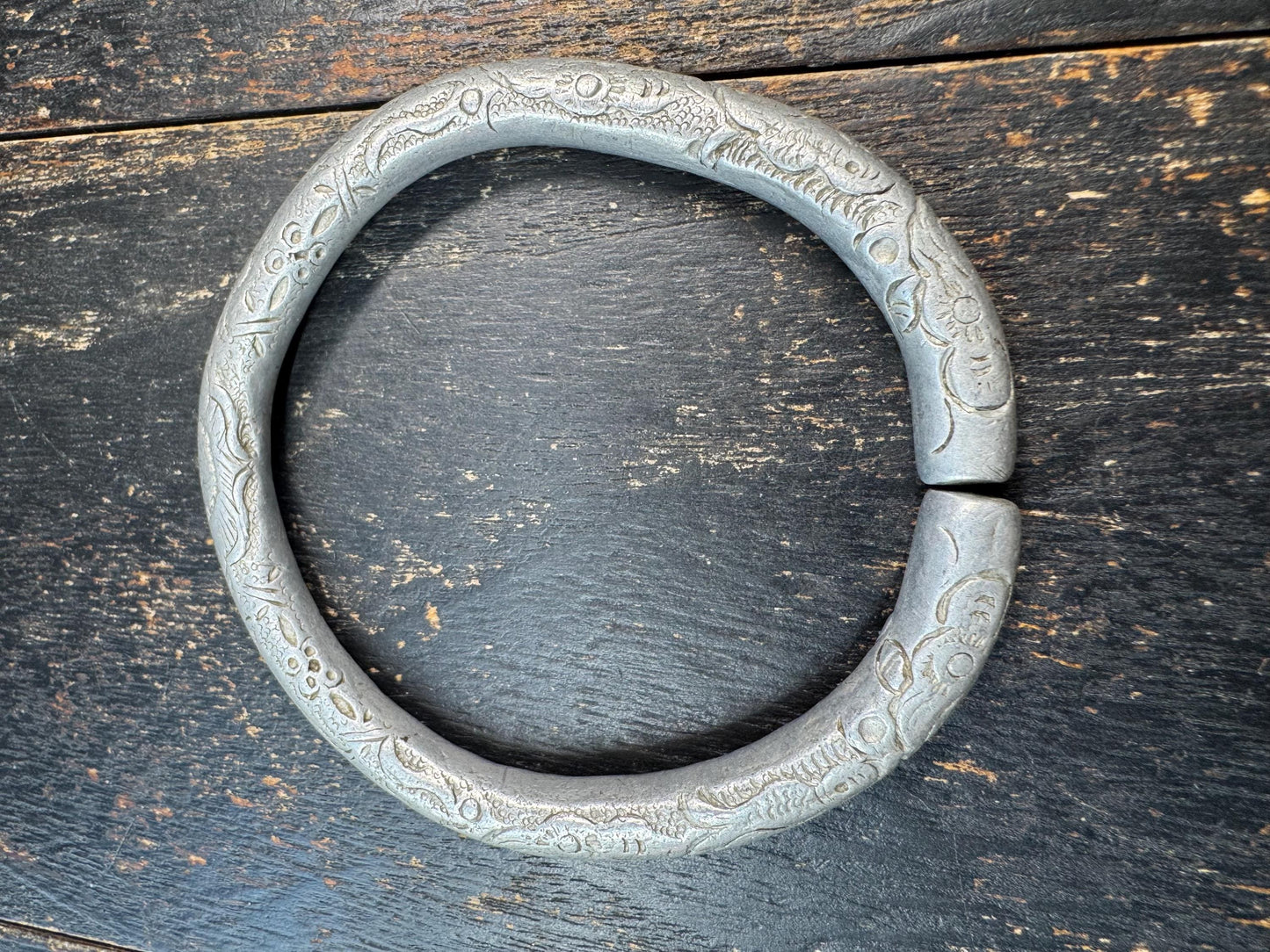 Vintage Tibetan 925 Silver Bangle Bracelet | Hand Engraved Himalayan Tribal Bracelet | Ethnic Nomadic Jewelry