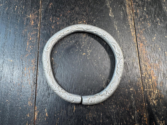 Vintage Tibetan 925 Silver Bangle Bracelet | Hand Engraved Himalayan Tribal Bracelet | Ethnic Nomadic Jewelry
