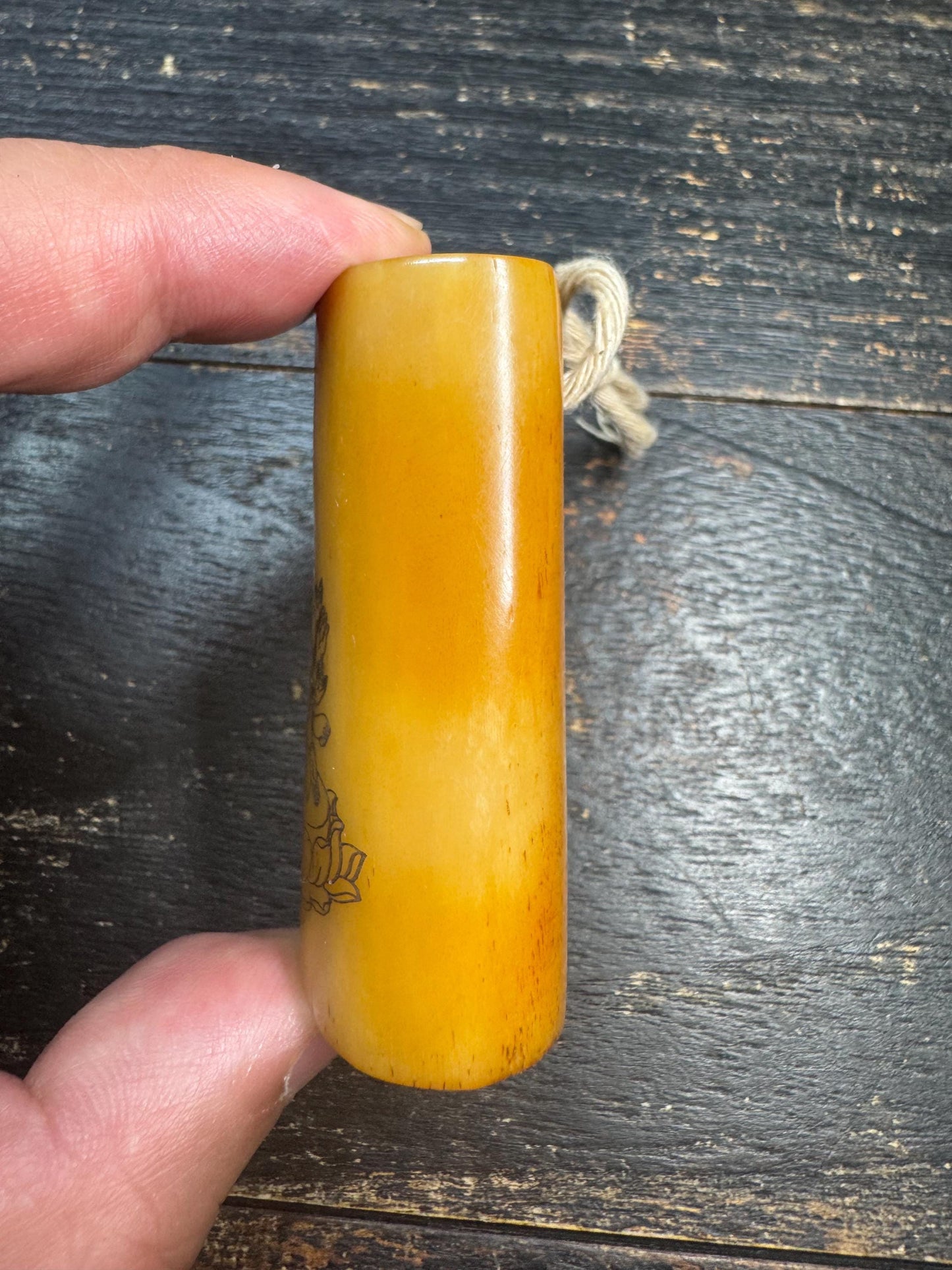 Hand-Carved Hollow Yak Bone Pendant | Thousand Arm Goddess Engraving | Himalayan Amulet Necklace | Tribal Buddhist Style Charm