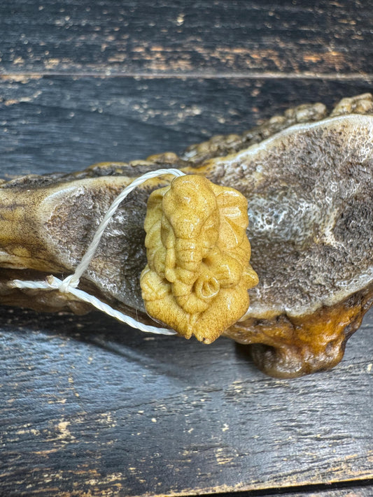 Hand Carved Yak Bone Ganesha Bead | Tibetan Elephant God Guru Bead | Mini Ganesh Pendant Charm | Spiritual Mala Spacer | Handmade Bone Carvi