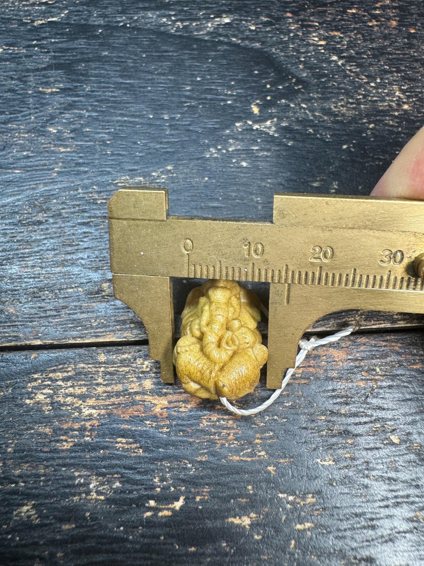 Hand Carved Yak Bone Ganesha Bead | Tibetan Elephant God Guru Bead | Mini Ganesh Pendant Charm | Spiritual Mala Spacer | Handmade Bone Carvi
