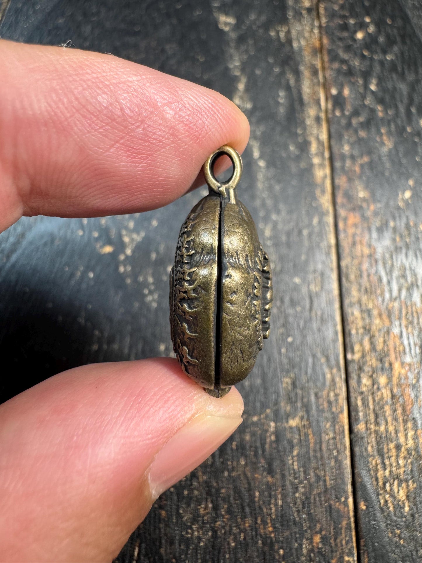 Vintage Brass Zaki Ram Gau Box Pendant | Tibetan Protective Amulet Pendant | Double Sided Himalayan Prayer Box Charm