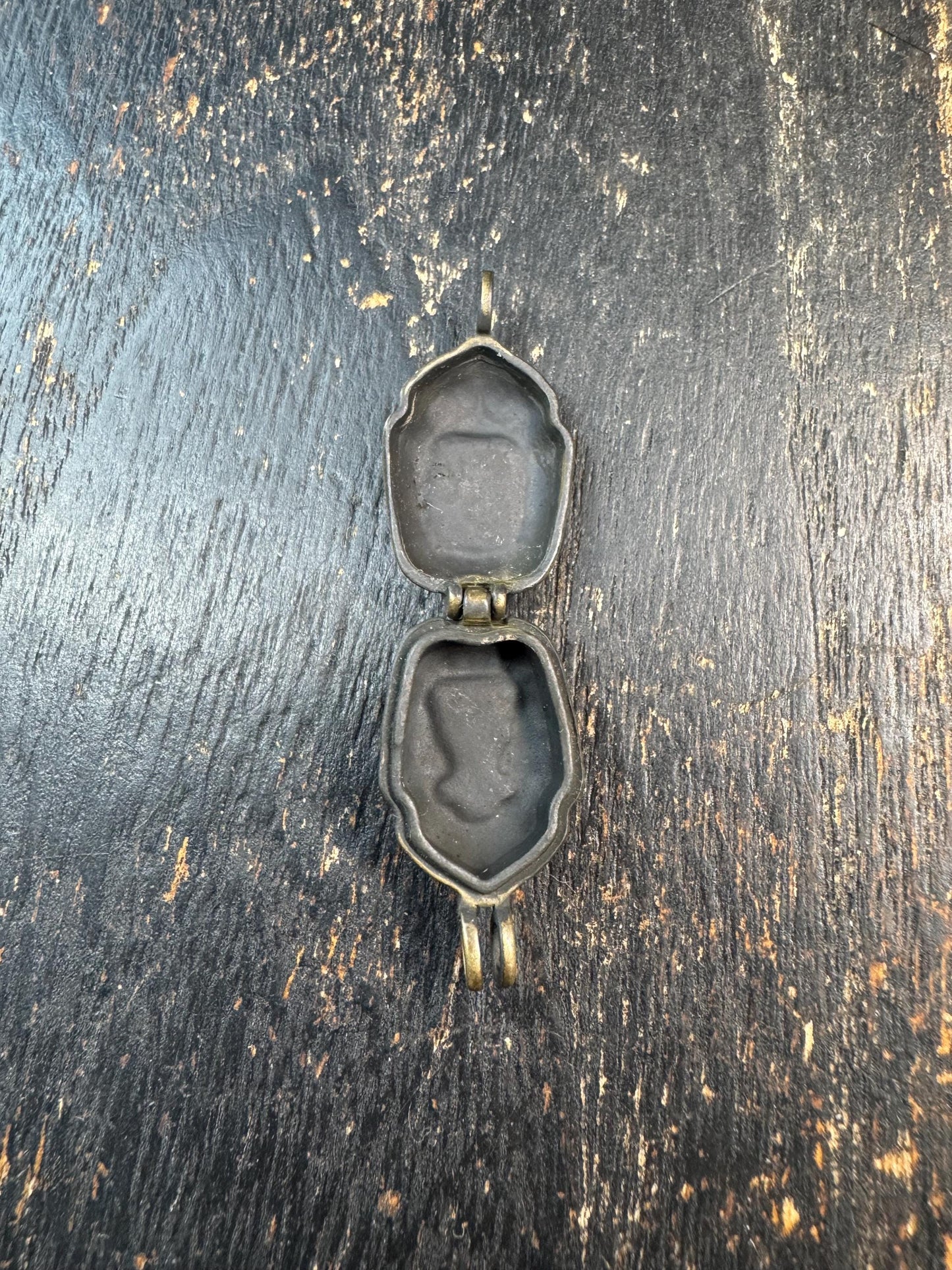 Vintage Brass Zaki Ram Gau Box Pendant | Tibetan Protective Amulet Pendant | Double Sided Himalayan Prayer Box Charm