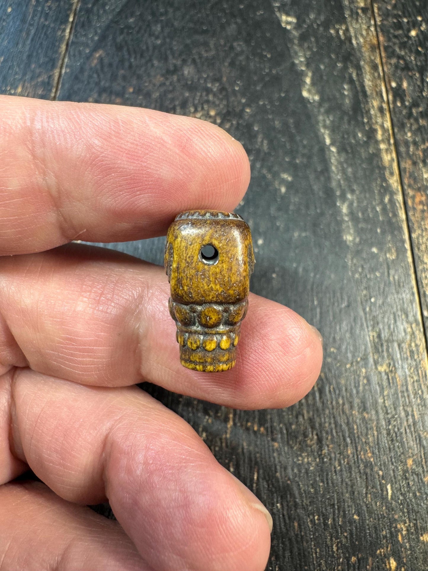 Vintage Tibetan Yak Bone Citipati Guru Bead – Hand Carved Skull Mala Bead – Charnel Ground Kapala Spacer – Tibetan Buddhist Mala Making Supp
