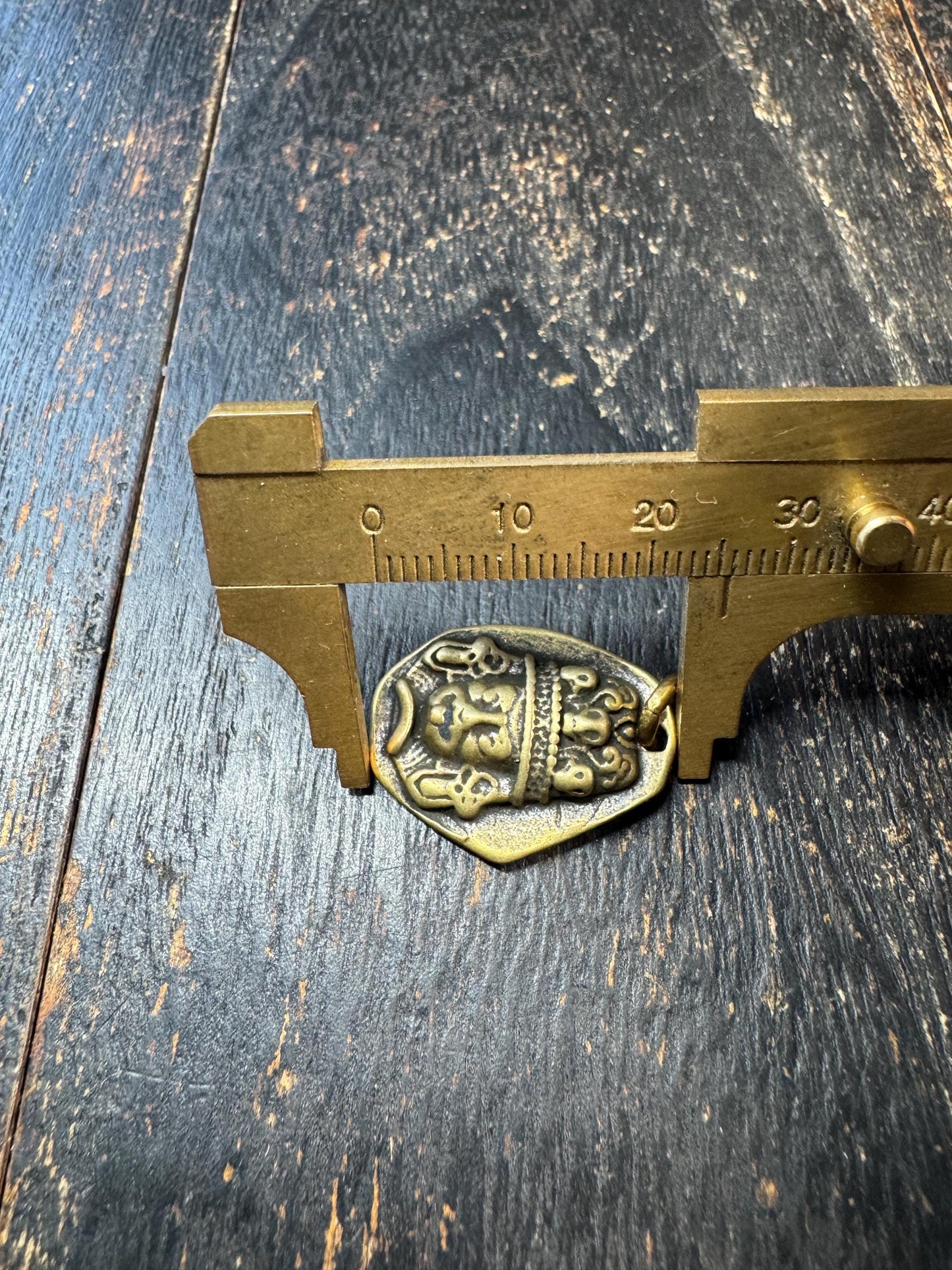 Vintage Tibetan Brass Mahakala Pendant – Wrathful Protector Amulet – Tibetan Buddhist Charm with Mantra – Himalayan Brass Pendant