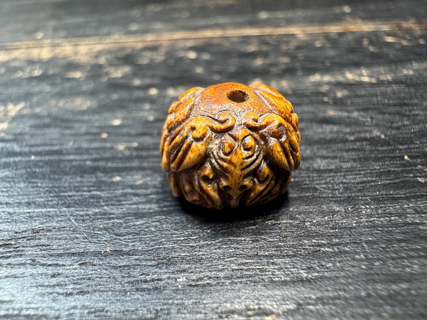 Vintage Himalayan Yak Bone Garuda Guru Bead | Hand-Carved Tibetan Style Mala Spacer Bead | Protective Bird Totem Prayer Bead Pendant Supplie