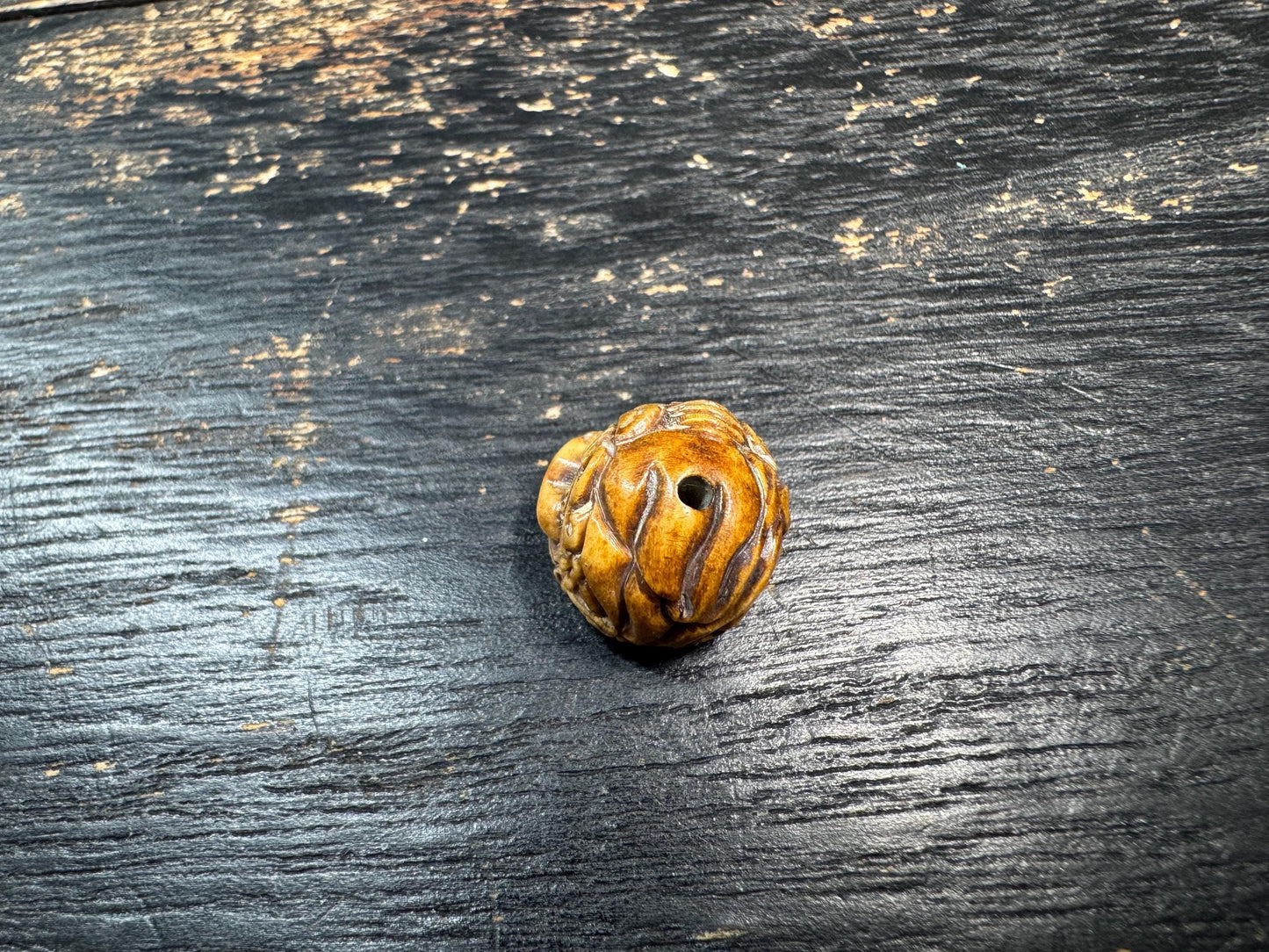 Vintage Yak Bone Pixiu Guru Bead | Hand-Carved Mythical Beast Mala Bead | Himalayan Style Protective Fortune Charm Bead
