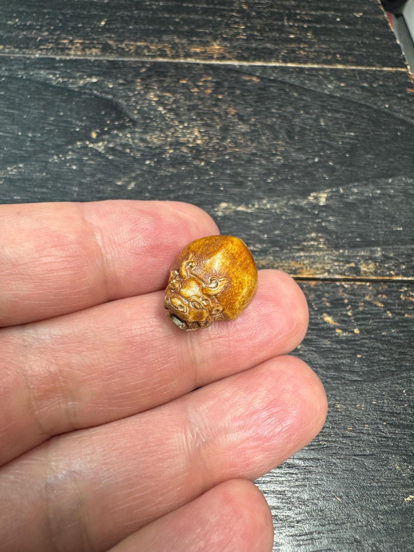 Vintage Yak Bone Bixi Dragon Turtle Bead | Hand-Carved Mythical Creature Guru Bead | Himalayan Style Protective Mala Spacer