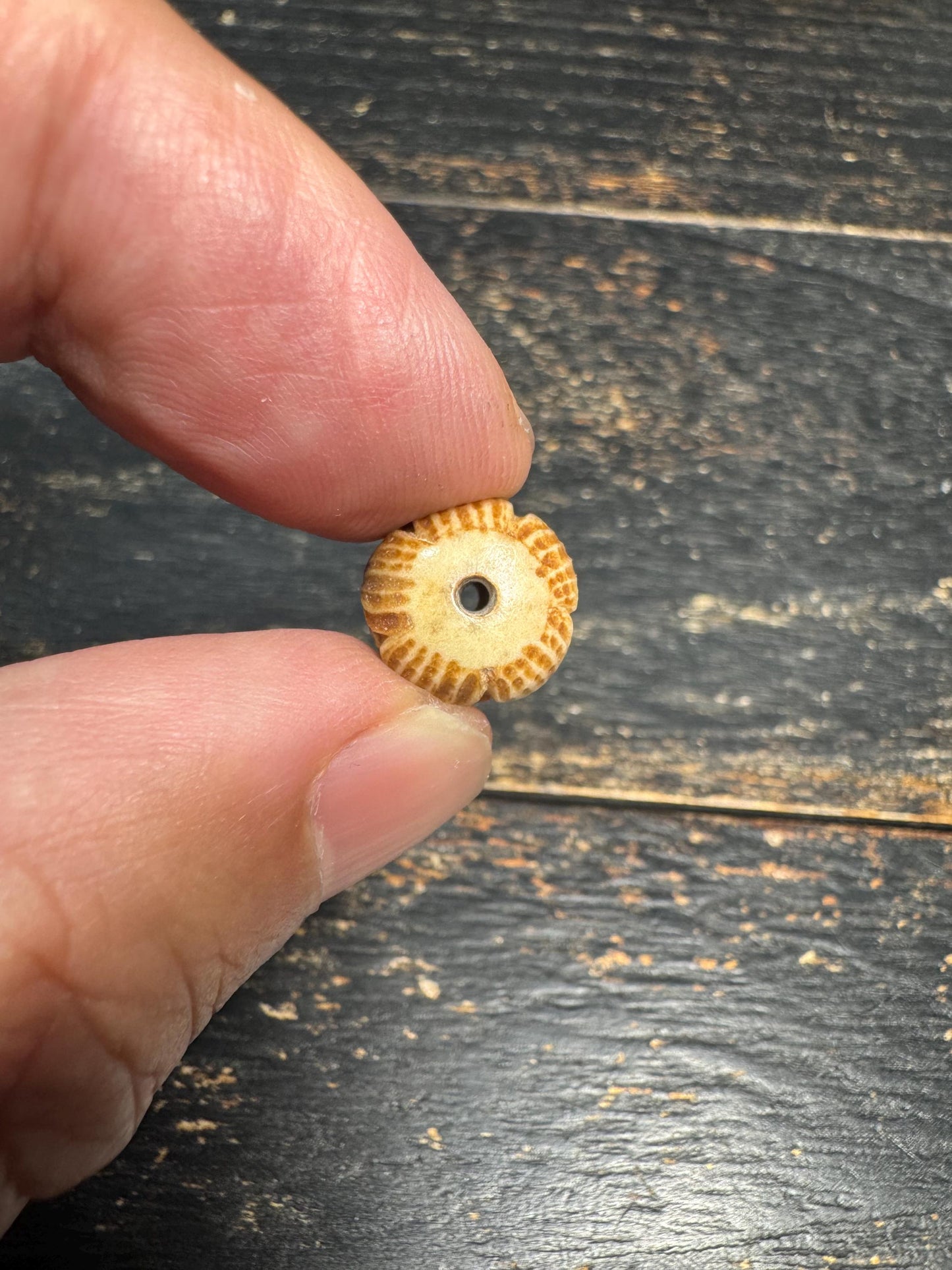 Hand-Carved Lotus Yak Bone Bead | Vintage Style Lotus Guru Bead | Himalayan Floral Spacer Bead for Mala Jewelry Making