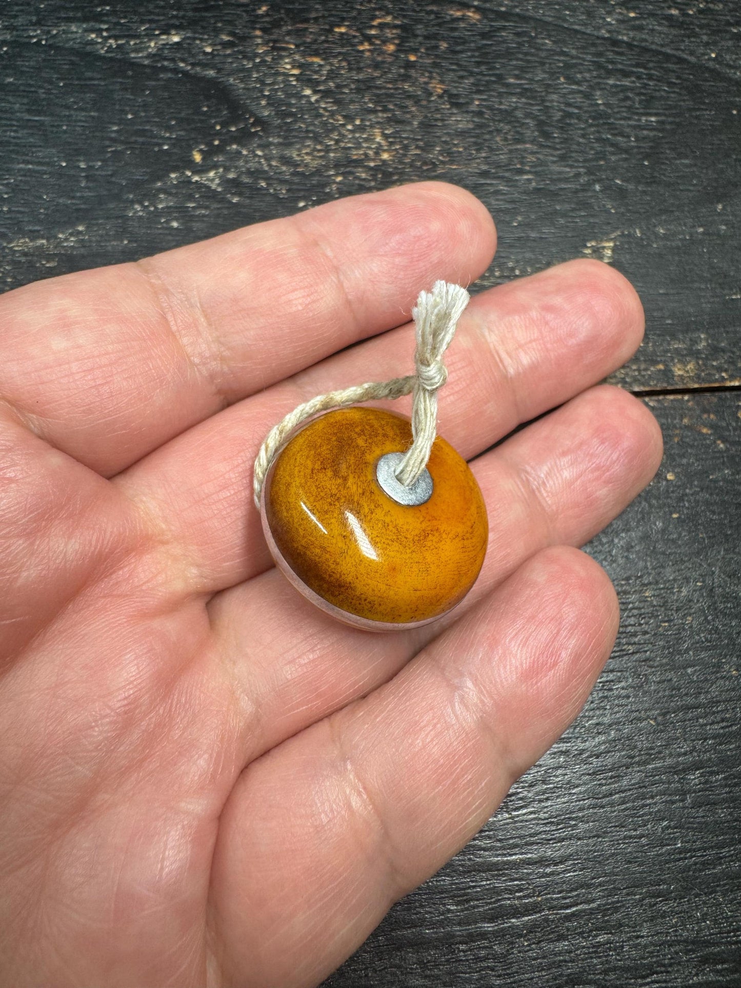 Vintage Yak Bone Donut Pendant with Metal Inlay | Handmade Tribal Style Amulet Bead | Minimalist Bone Charm