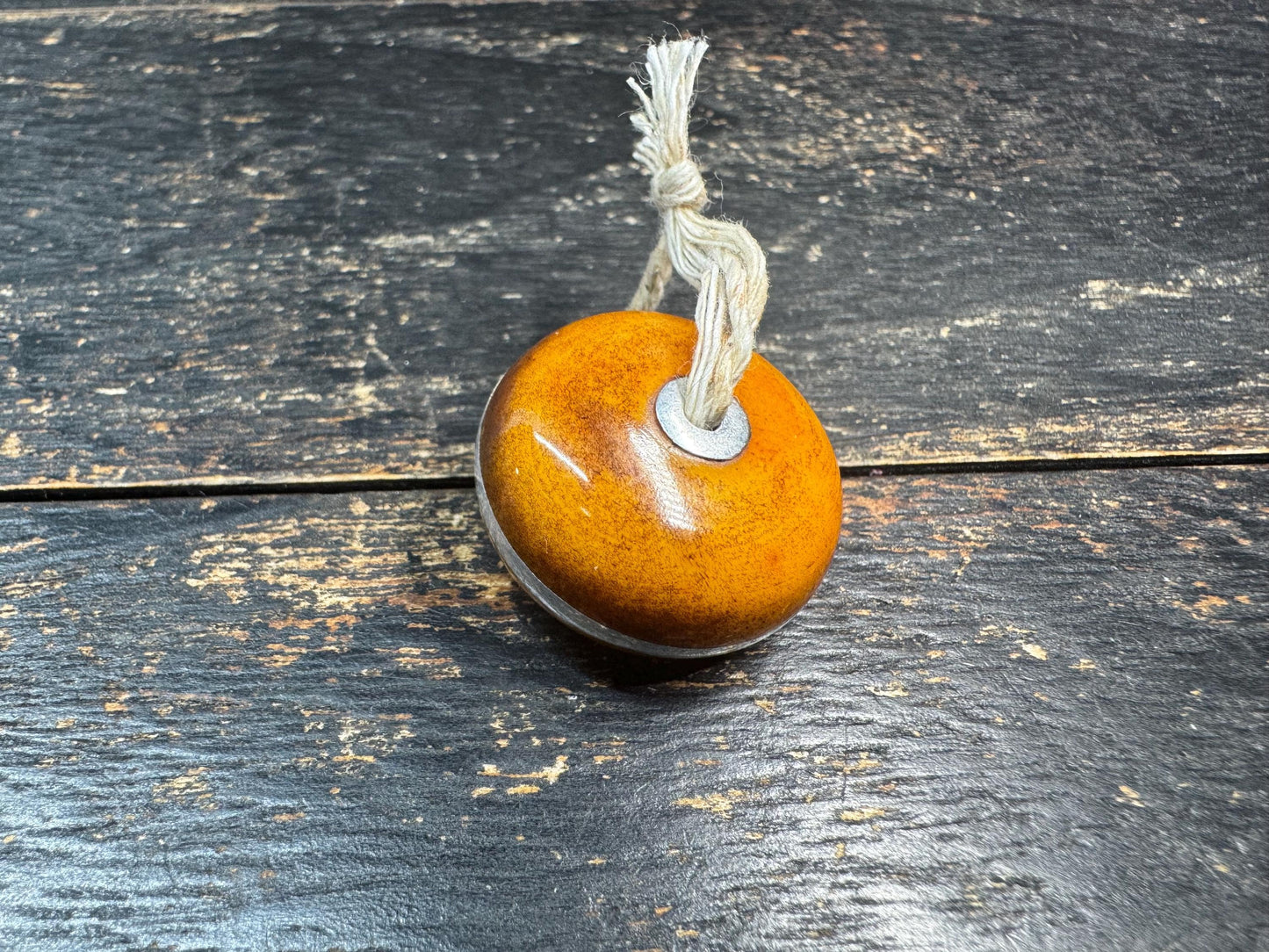 Vintage Yak Bone Donut Pendant with Metal Inlay | Handmade Tribal Style Amulet Bead | Minimalist Bone Charm