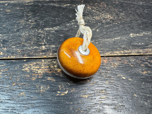 Vintage Yak Bone Donut Pendant with Metal Inlay | Handmade Tribal Style Amulet Bead | Minimalist Bone Charm