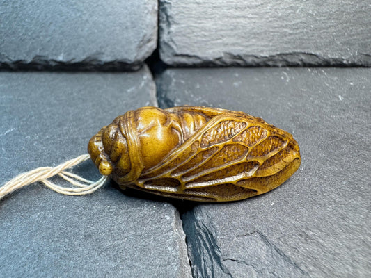 Hand Carved Yak Bone Cicada Pendant, Tibetan Style Insect Amulet, Rebirth Symbol Talisman, Unique Boho Spiritual Jewelry