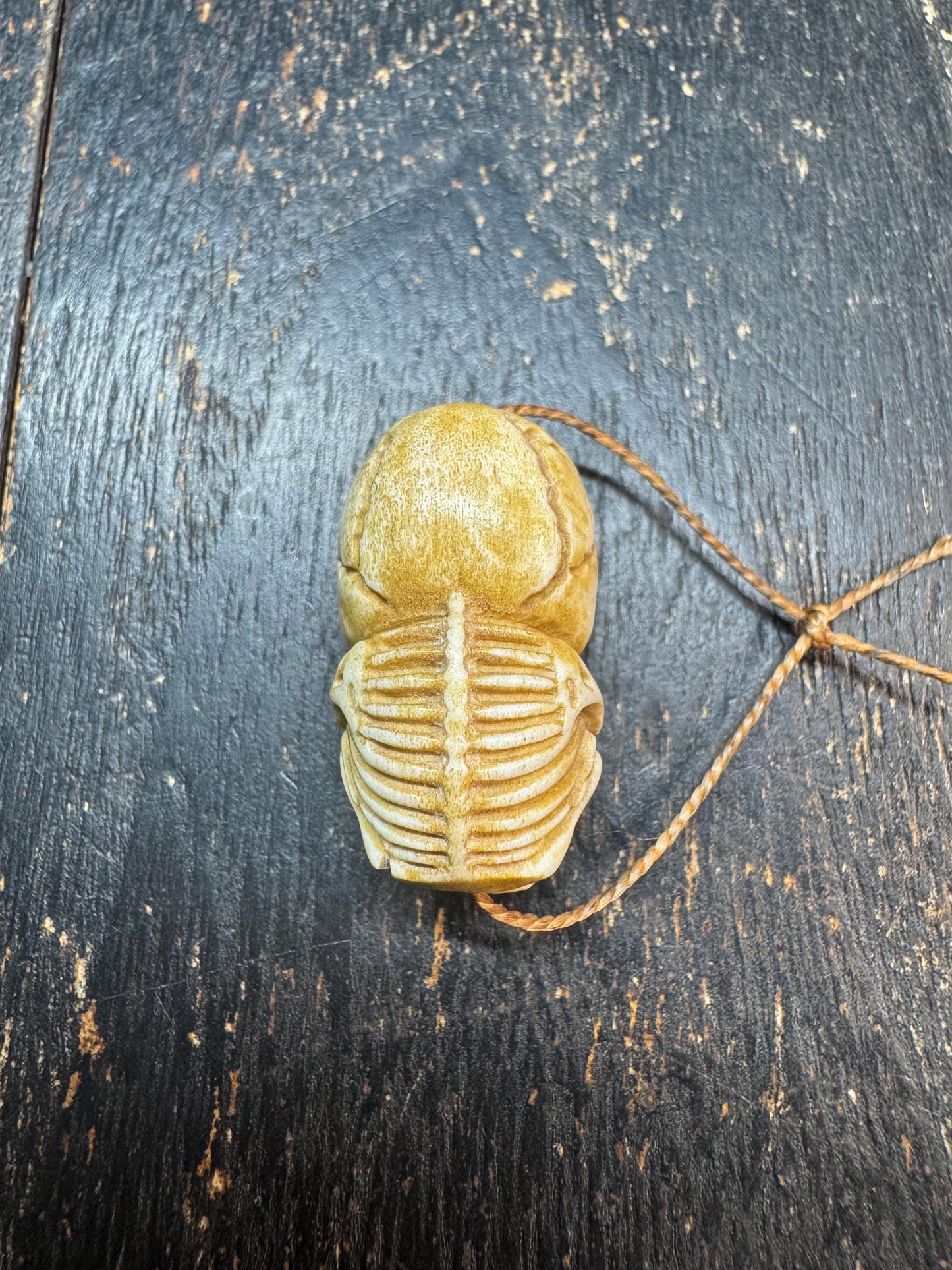 Vintage Deer Antler Citipati Skull Bead Pendant, Hand Carved Tibetan Chitipati Skeleton Amulet, Gothic Mala Guru Bead, Himalayan Bone Style