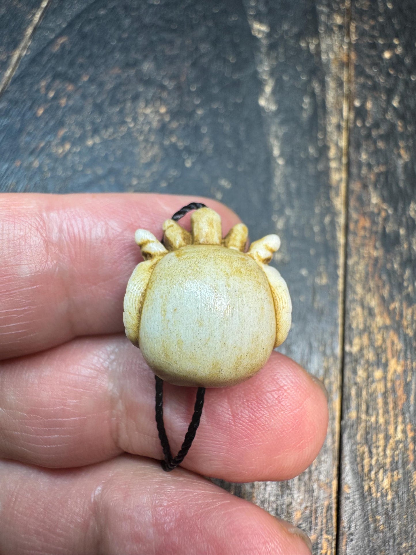 Hand Carved Deer Antler Wrathful Mask Bead, Tibetan Mahakala Style Pendant, Skull Crown Guardian Amulet, Himalayan Mala Guru Bead