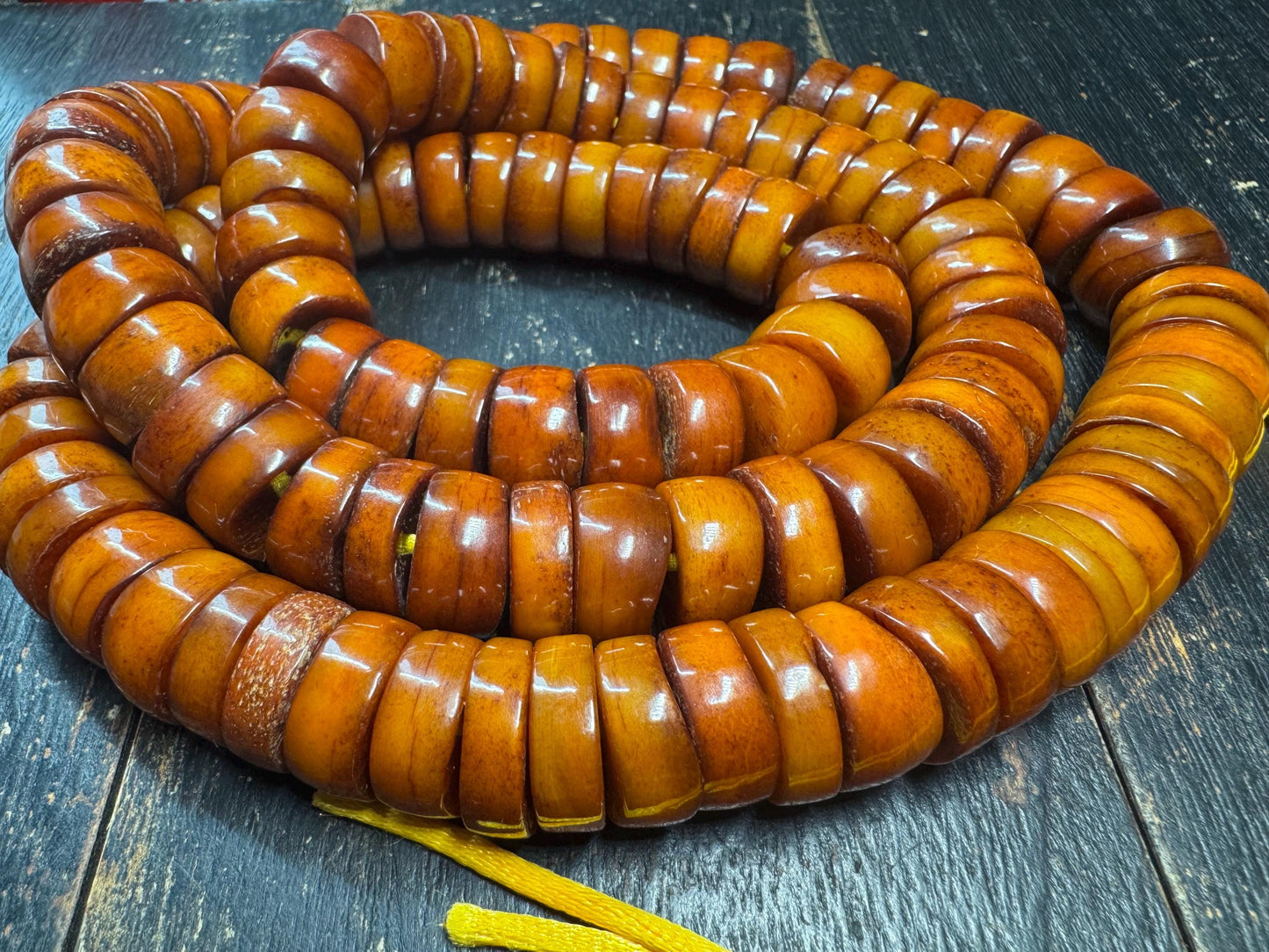 Large Yak Bone 108 Mala Beads Necklace, 17mm Tibetan Prayer Mala, Vintage Style Buddhist Meditation Necklace, 34 Inch Mala