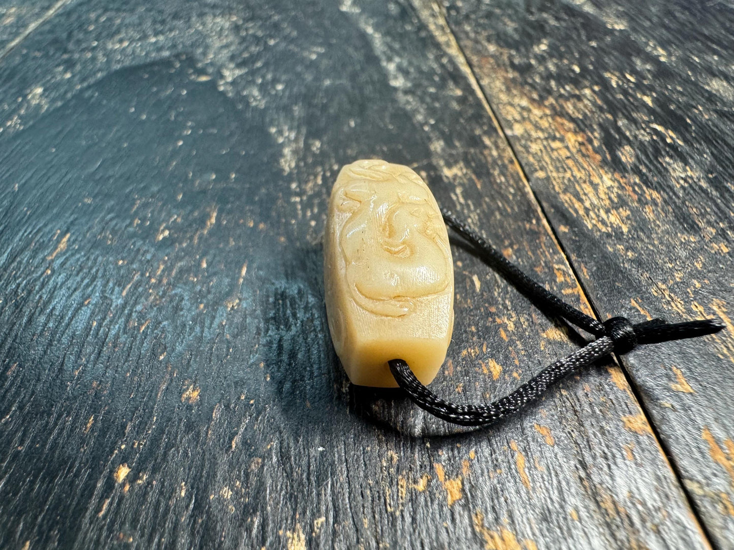 Hand Carved Yak Bone Dragon Cloud Bead, Tibetan Style Coiled Dragon Scroll Barrel Bead, Mala Spacer or Pendant