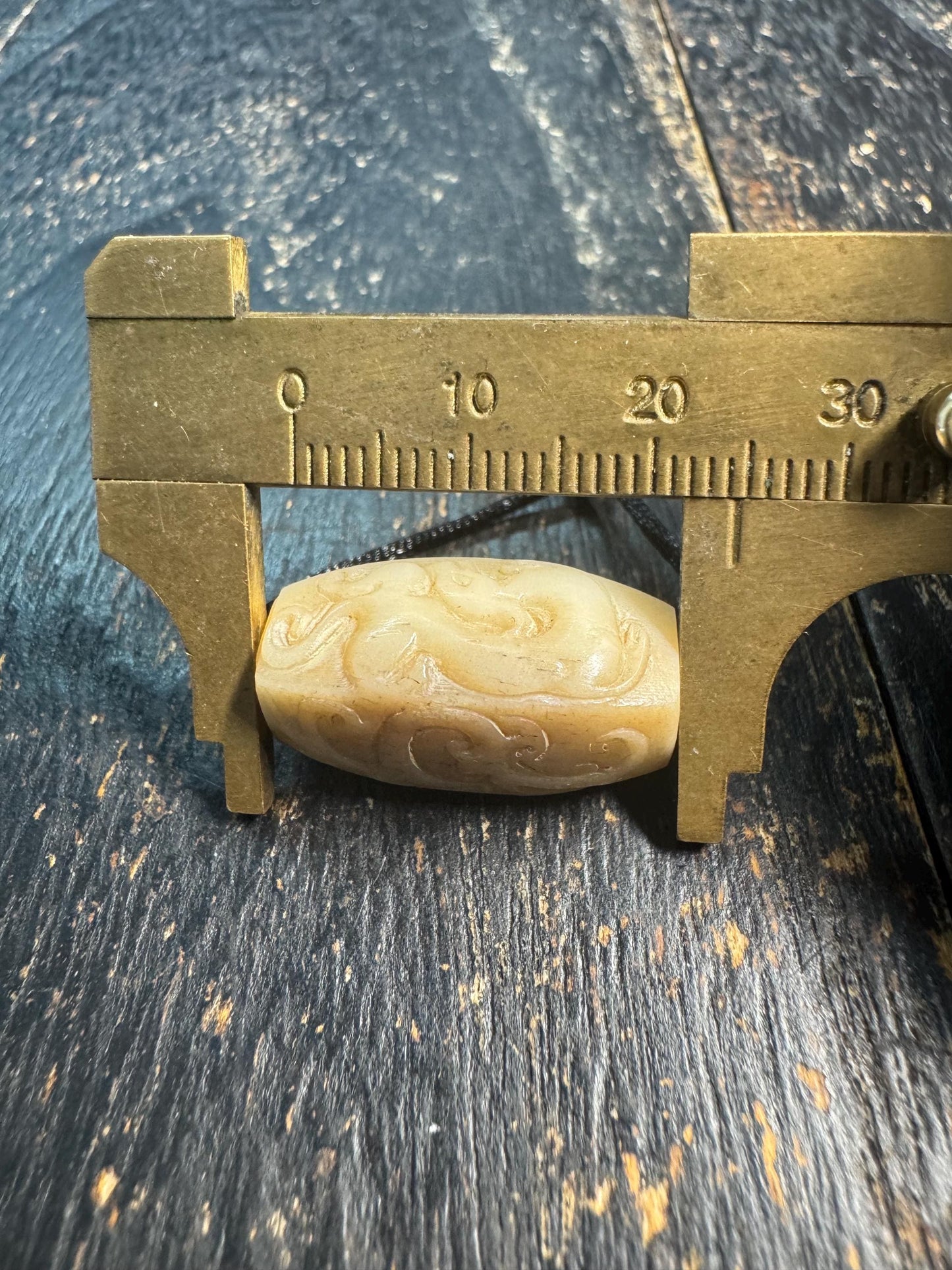Hand Carved Yak Bone Dragon Cloud Bead, Tibetan Style Coiled Dragon Scroll Barrel Bead, Mala Spacer or Pendant