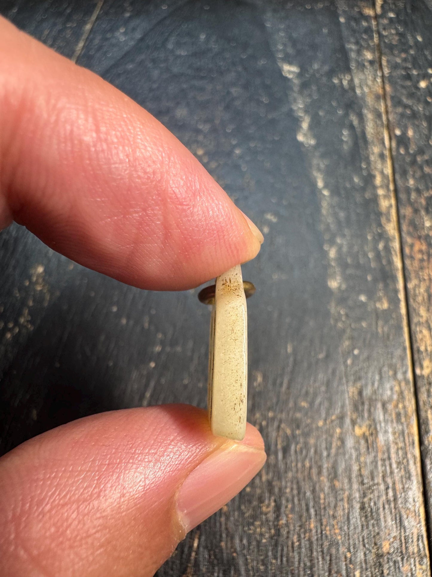 Vintage Yak Bone Six Dot Pendant Charm, Tibetan Style Bone Amulet, Minimalist Tribal Talisman Pendant, Handmade Mala Jewelry Component