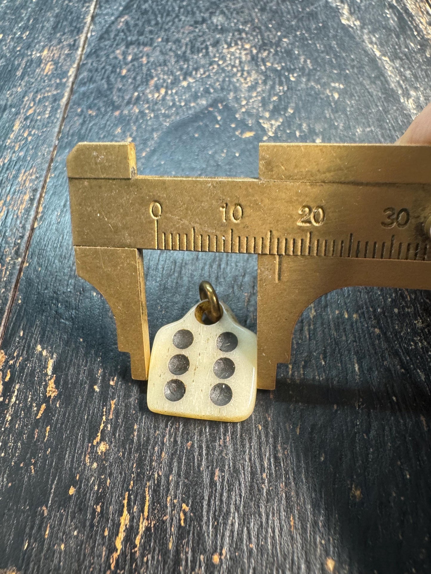 Vintage Yak Bone Six Dot Pendant Charm, Tibetan Style Bone Amulet, Minimalist Tribal Talisman Pendant, Handmade Mala Jewelry Component