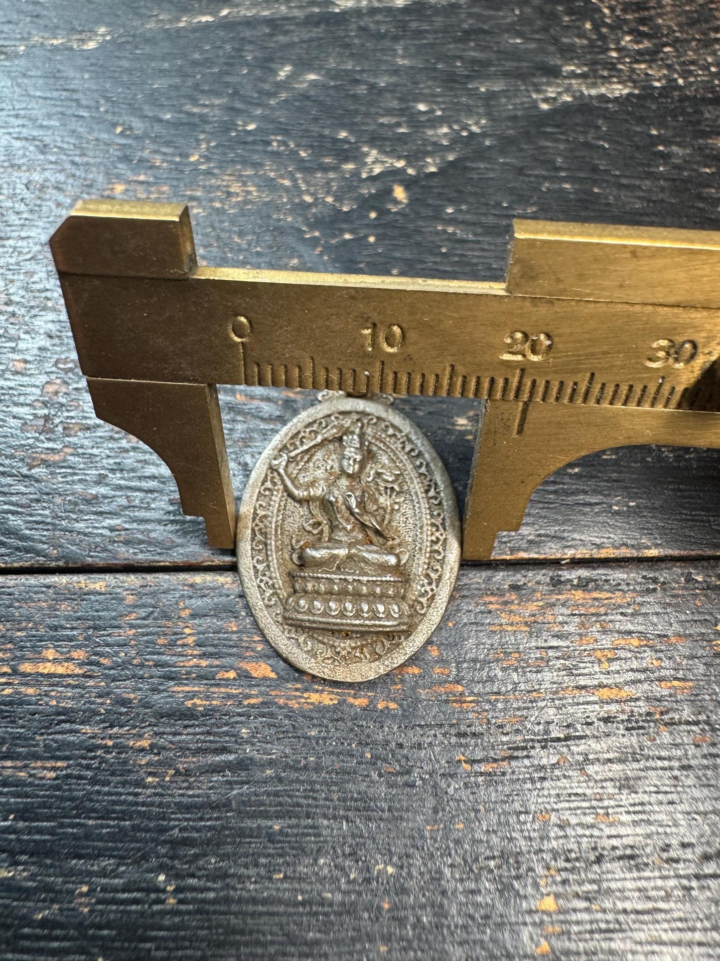 Vintage Tibetan Manjushri Cold Iron Pendant – Himalayan Buddhist Amulet with Om Mani Padme Hum Mantra