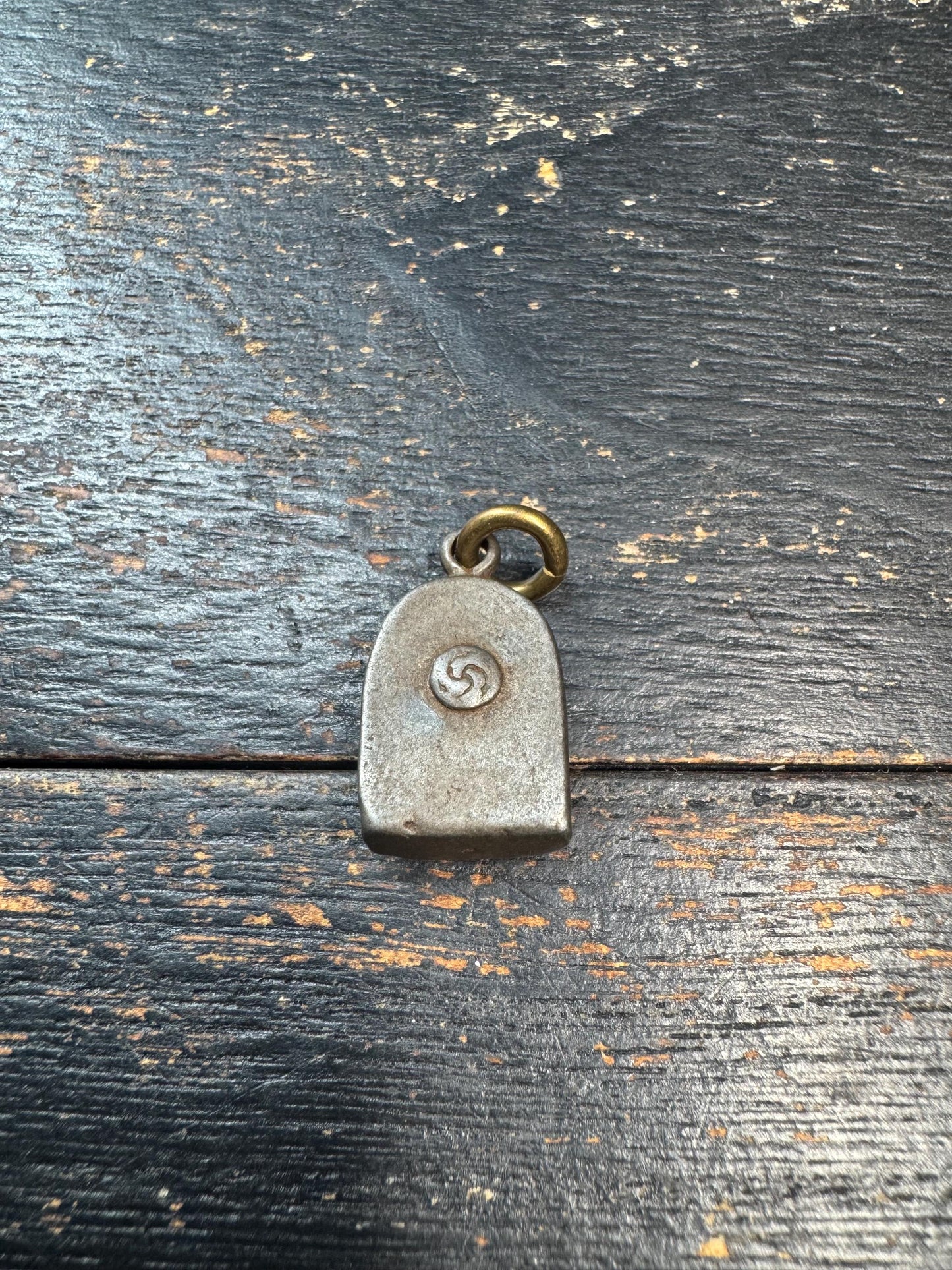Vintage Himalayan Cold Iron Buddhist Pendant Amulet | Mini Seated Deity Charm | Rustic Protective Talisman