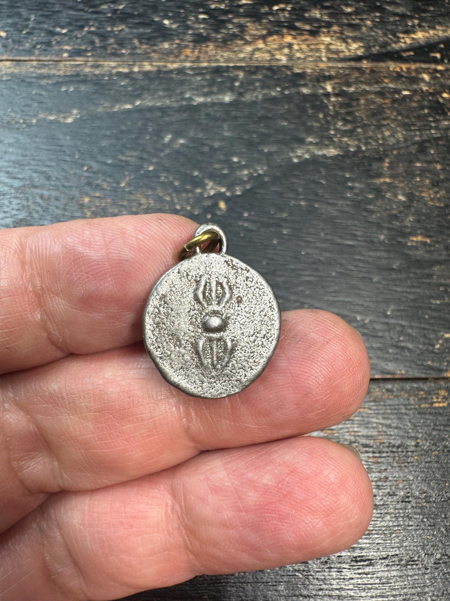 Vintage Tibetan Buddha Cold Iron Pendant – Himalayan Vajra Buddhist Amulet Charm