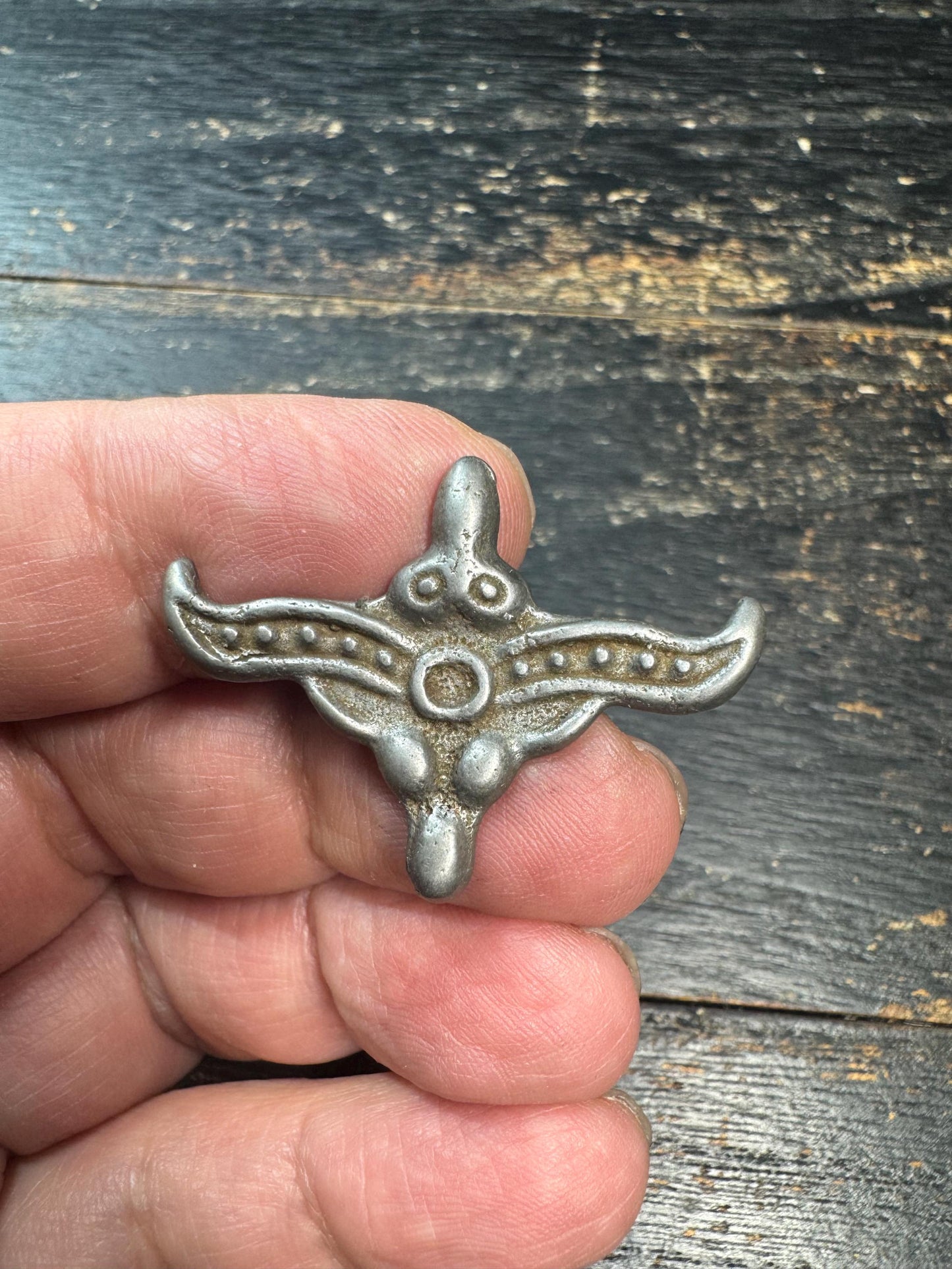 Vintage Garuda Style Cold Iron Pendant | Himalayan Bird Amulet Charm | Rustic Protective Talisman