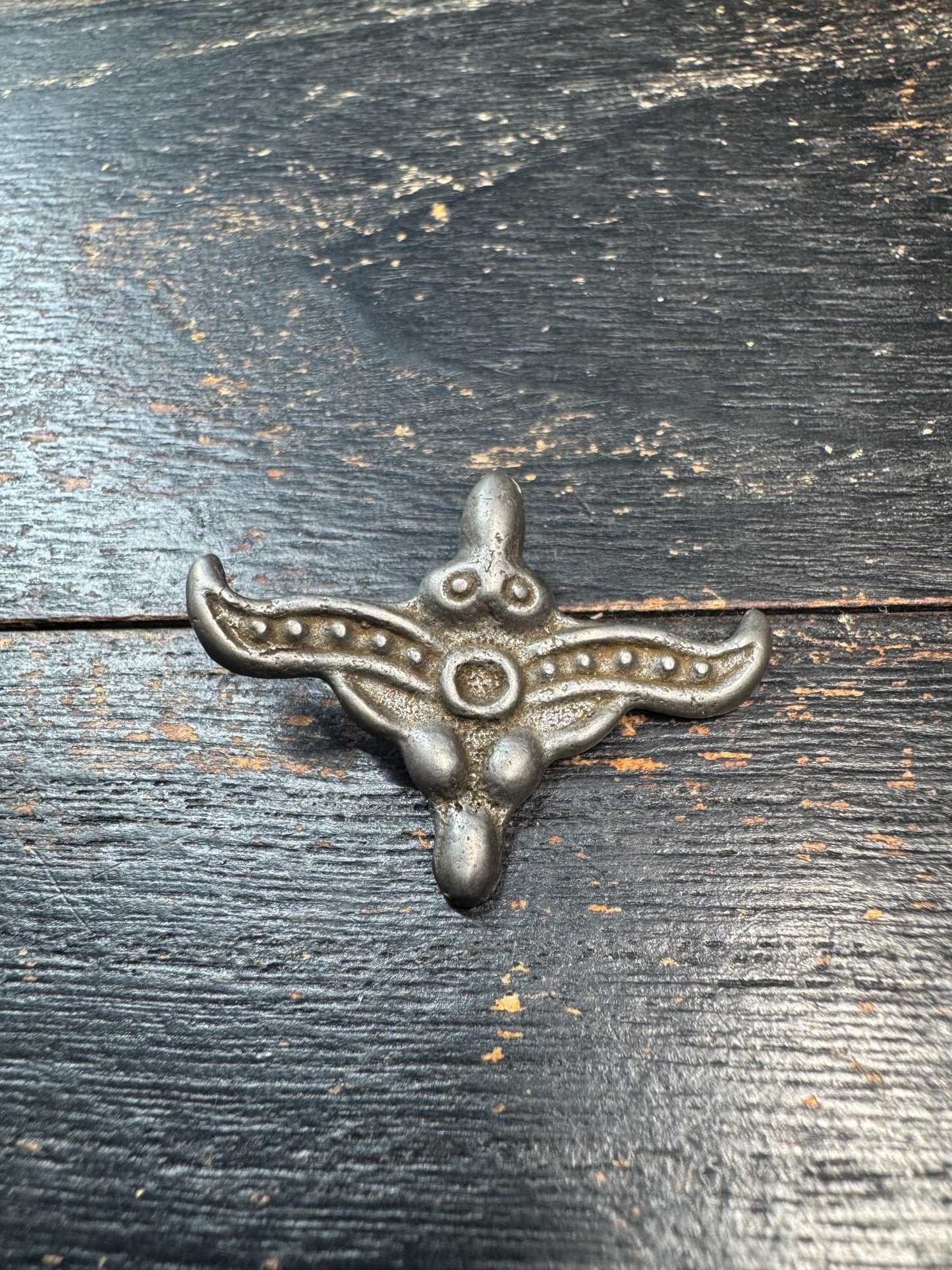 Vintage Garuda Style Cold Iron Pendant | Himalayan Bird Amulet Charm | Rustic Protective Talisman