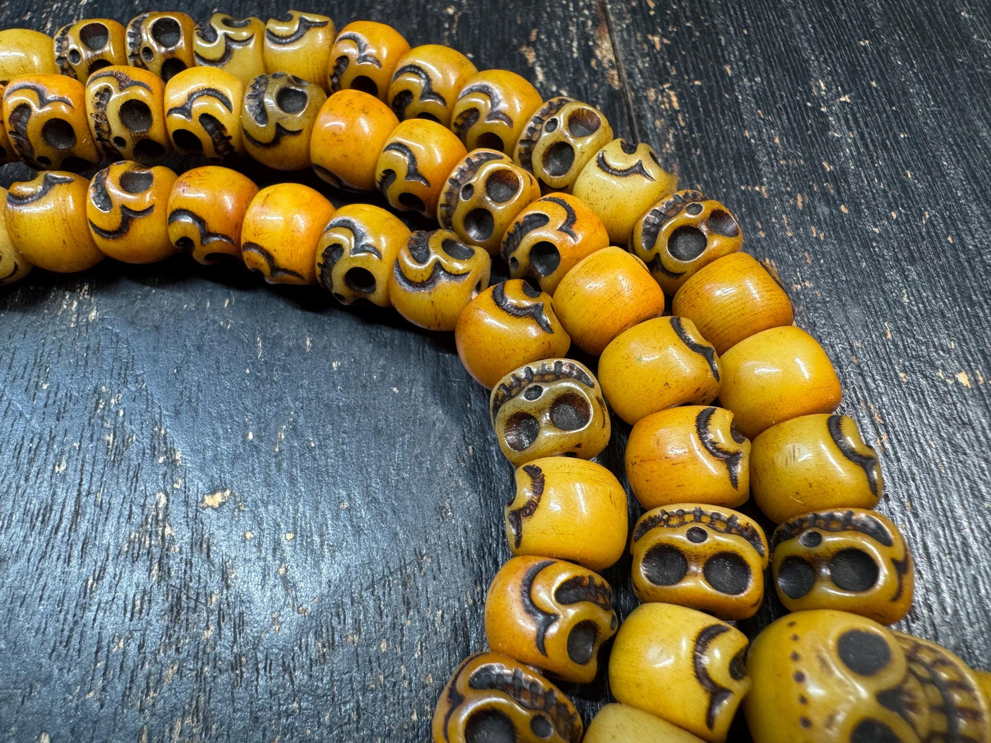 Vintage Yak Bone Skull Mala Necklace 108 Beads 32 Inches Tibetan Style Prayer Beads Handmade Meditation Necklace