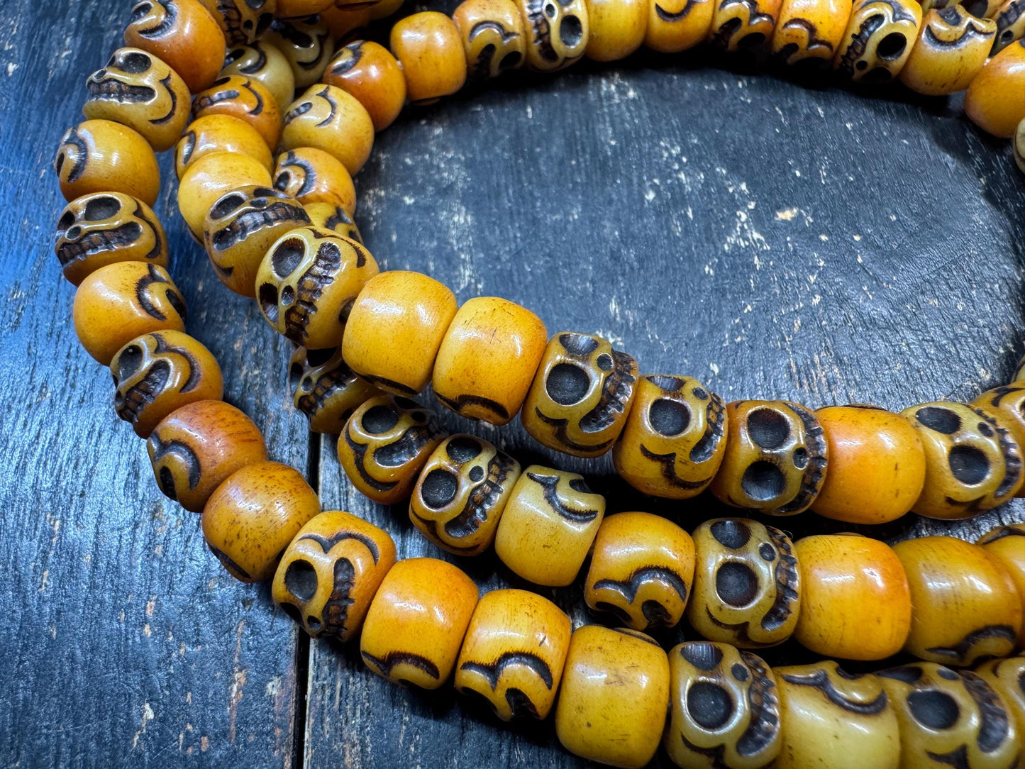 Vintage Yak Bone Skull Mala Necklace 108 Beads 32 Inches Tibetan Style Prayer Beads Handmade Meditation Necklace