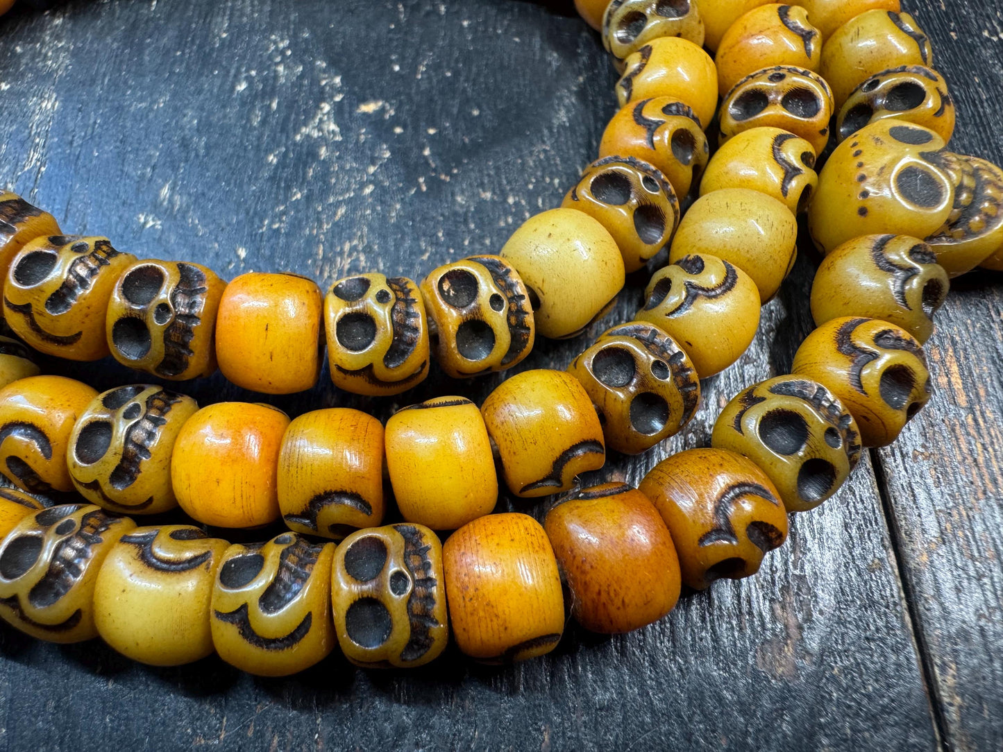 Vintage Yak Bone Skull Mala Necklace 108 Beads 32 Inches Tibetan Style Prayer Beads Handmade Meditation Necklace