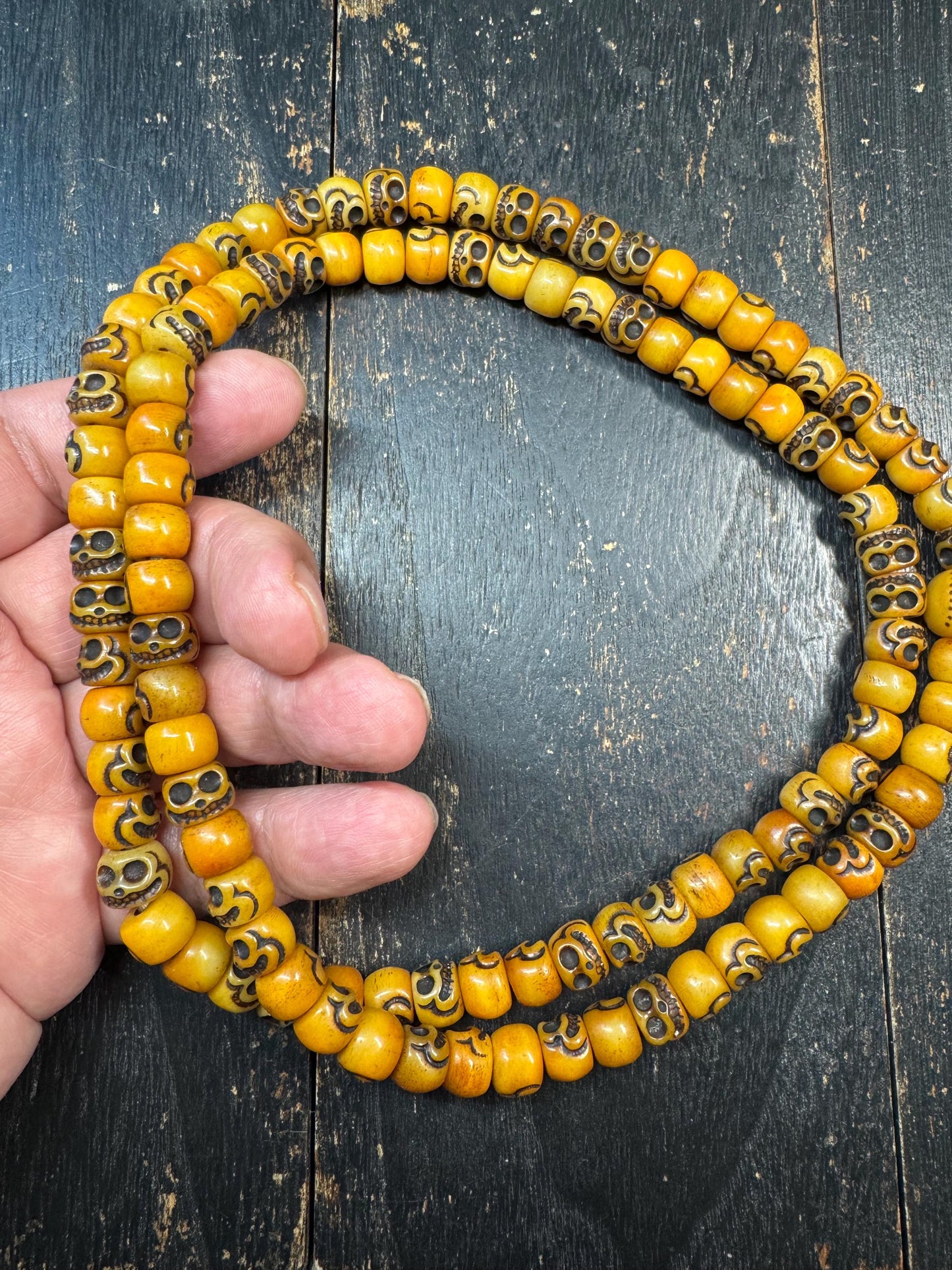 Vintage Yak Bone Skull Mala Necklace 108 Beads 32 Inches Tibetan Style Prayer Beads Handmade Meditation Necklace