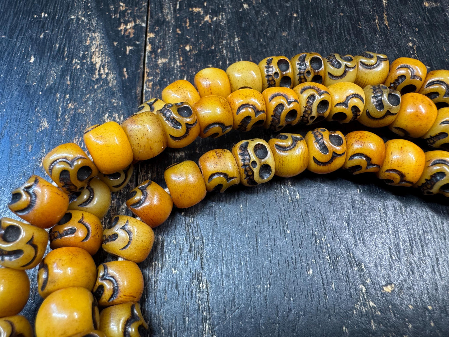 Vintage Yak Bone Skull Mala Necklace 108 Beads 32 Inches Tibetan Style Prayer Beads Handmade Meditation Necklace