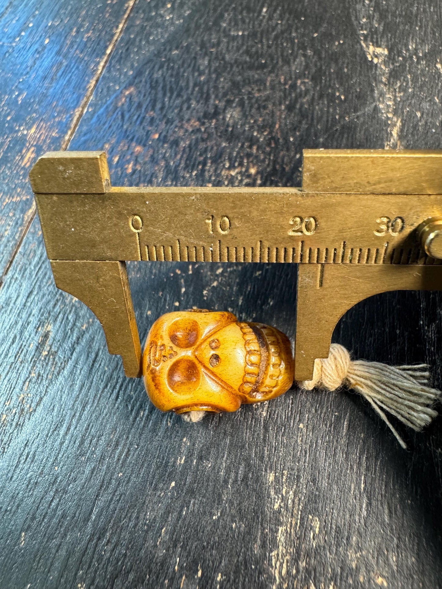 Hand Carved Yak Bone Citipati Skull Guru Bead – Tibetan Style Three Hole Mala Bead, Carved Bone Focal Bead, Meditation Jewelry Making Supply
