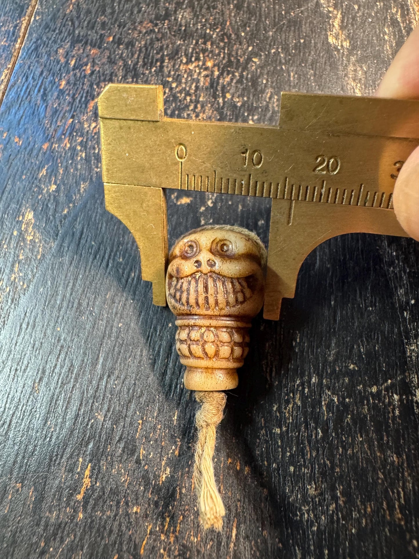 Hand Carved Yak Bone Skull Guru Bead – Tibetan Style Mala Center Bead, Three Hole Bone Guru Bead, Meditation Jewelry Supply, Unique Focal Be