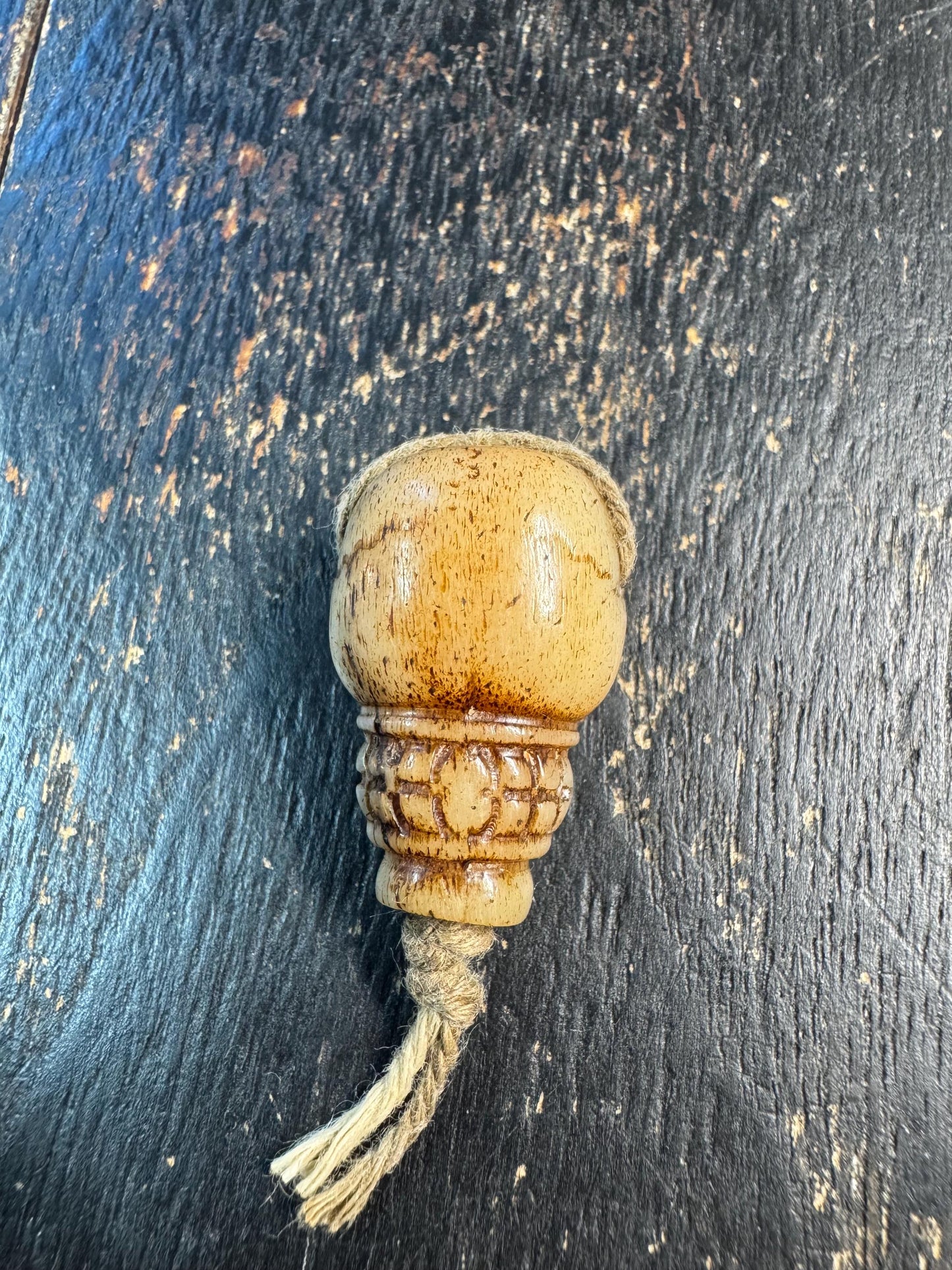 Hand Carved Yak Bone Skull Guru Bead – Tibetan Style Mala Center Bead, Three Hole Bone Guru Bead, Meditation Jewelry Supply, Unique Focal Be