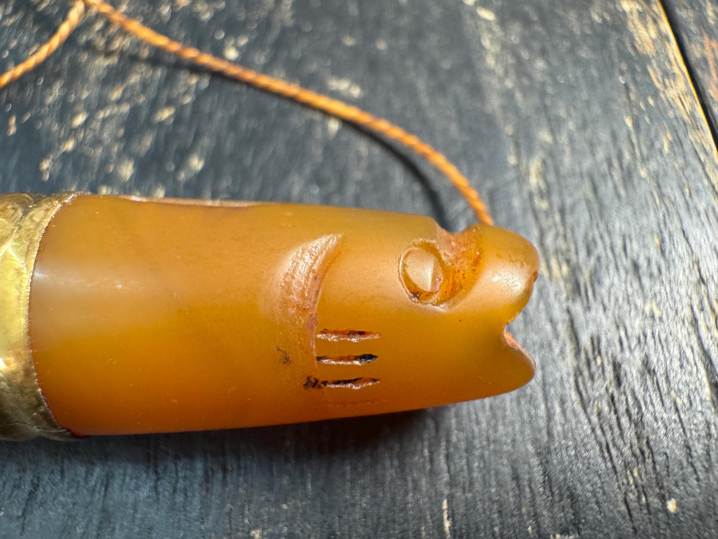 Vintage Double Fish Agate Bead • Tibetan Eight Auspicious Symbols Pendant • Hand Carved Carnelian Agate Focal Bead • Himalayan Jewelry Compo