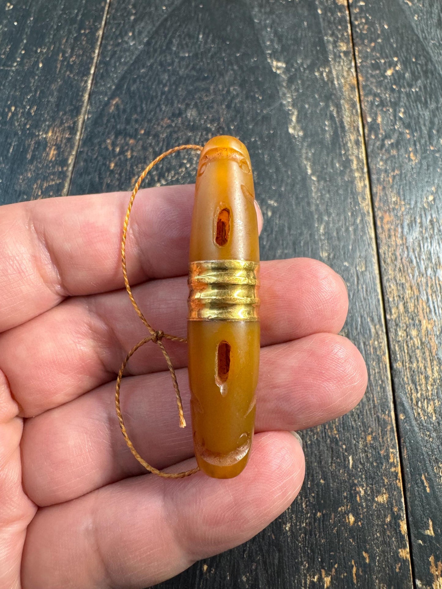 Vintage Double Fish Agate Bead • Tibetan Eight Auspicious Symbols Pendant • Hand Carved Carnelian Agate Focal Bead • Himalayan Jewelry Compo
