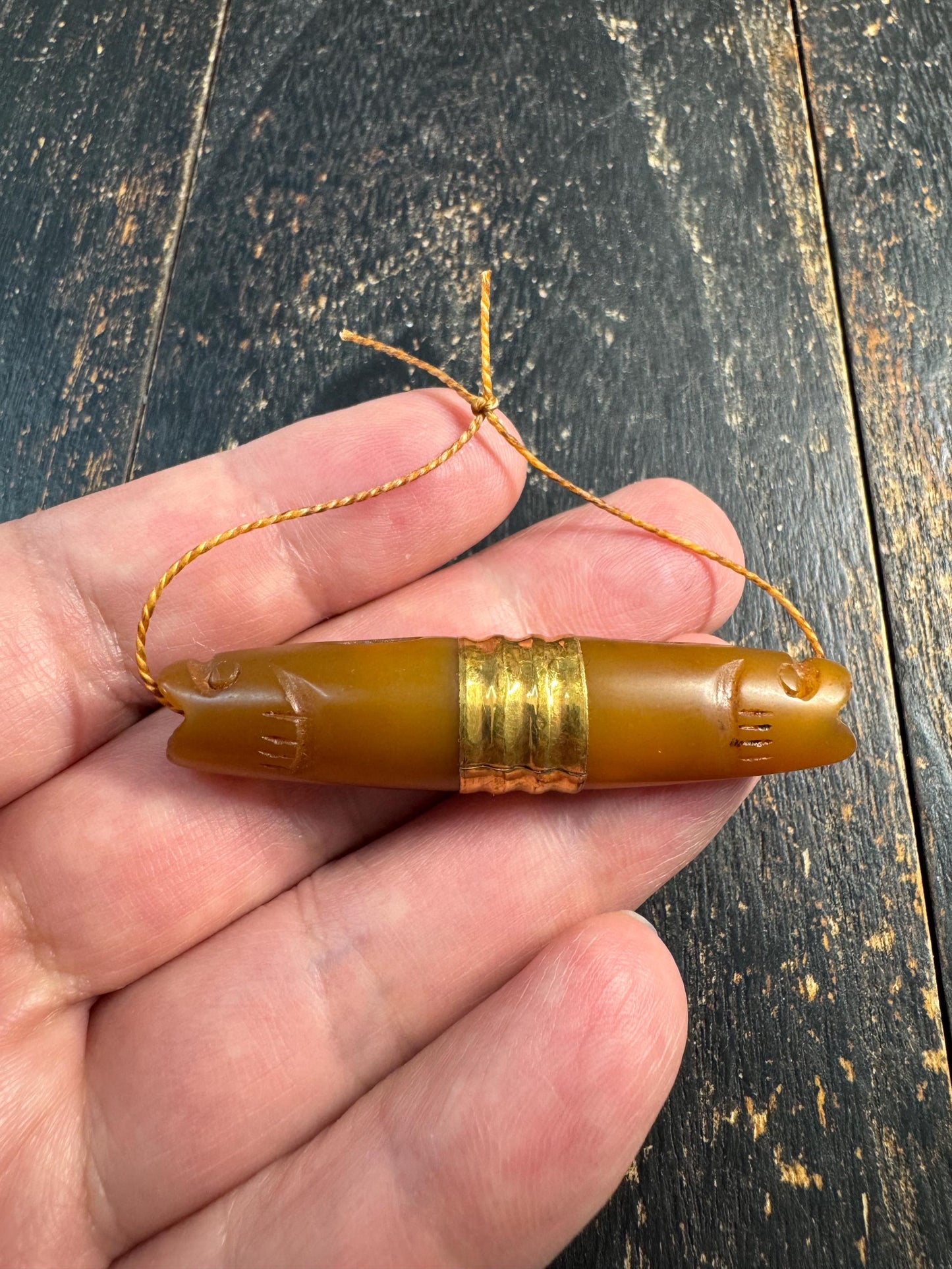 Vintage Double Fish Agate Bead • Tibetan Eight Auspicious Symbols Pendant • Hand Carved Carnelian Agate Focal Bead • Himalayan Jewelry Compo