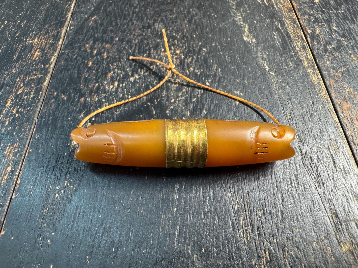 Vintage Double Fish Agate Bead • Tibetan Eight Auspicious Symbols Pendant • Hand Carved Carnelian Agate Focal Bead • Himalayan Jewelry Compo