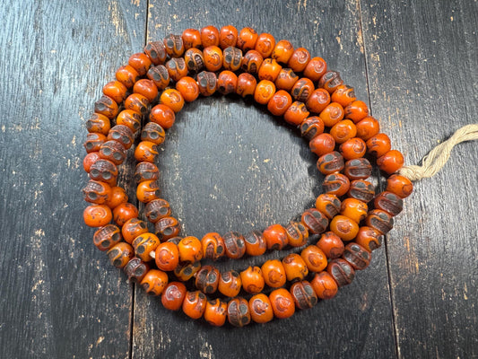 Vintage Tibetan Skull Bead Mala Necklace – 108 Beads – Hand Carved Resin Prayer Mala – 33 Inches – Himalayan Buddhist Meditation Necklace