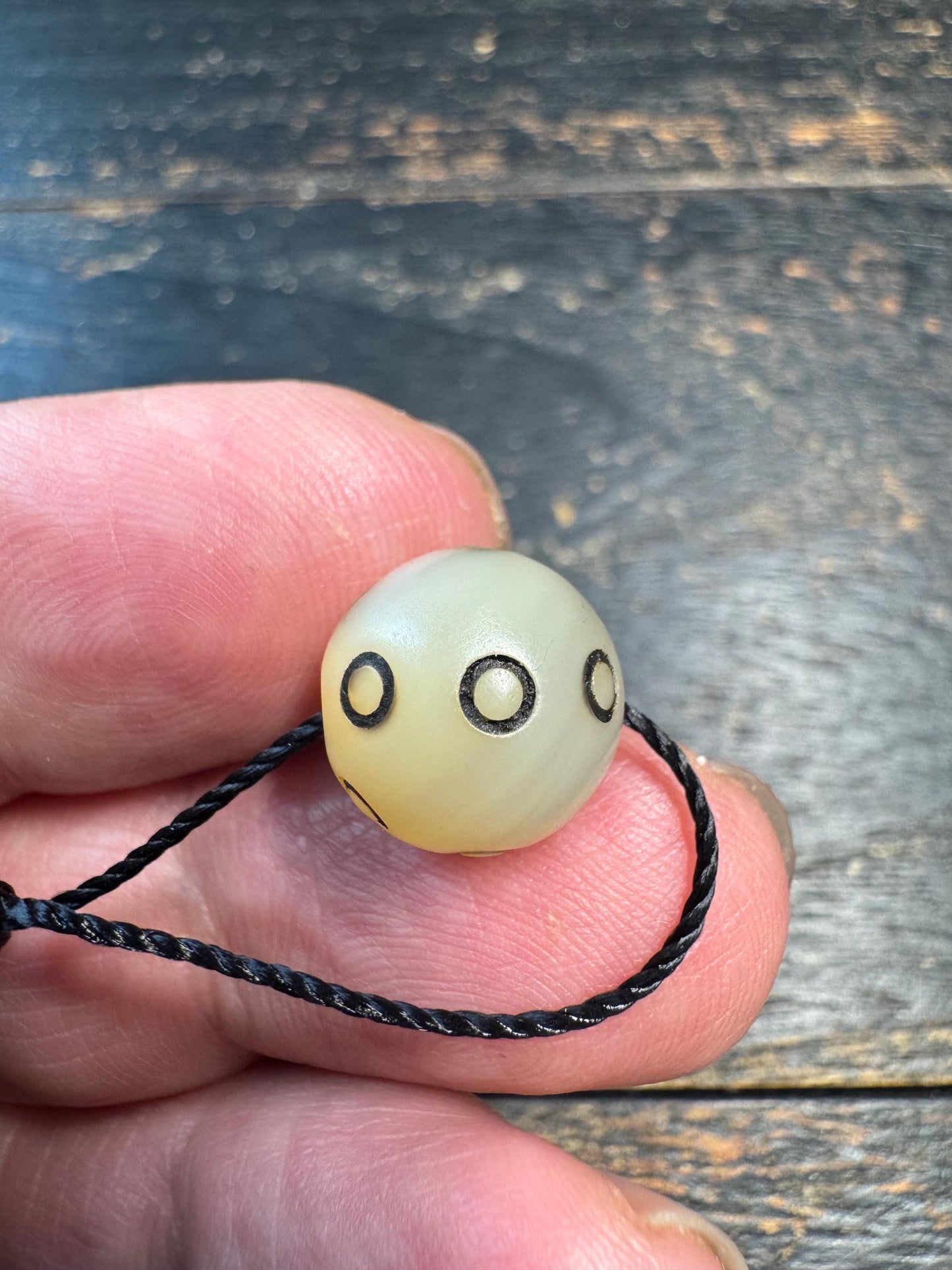 Hand Carved Shell Mantra Dot Bead • Tibetan Style Spacer Bead • Round Shell Mala Bead • Handmade Jewelry Supply • DIY Bracelet Necklace Comp