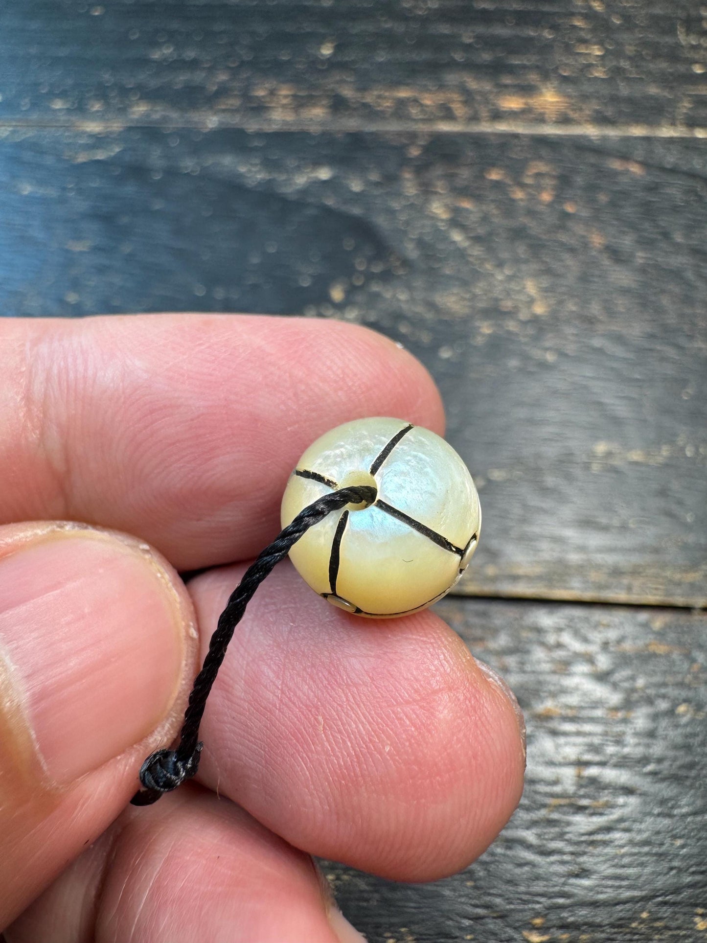 Hand Carved Shell Lotus Mantra Dot Bead • Tibetan Style Guru Bead • Floral Mala Spacer • Handmade Shell Jewelry Supply • DIY Bracelet Neckla
