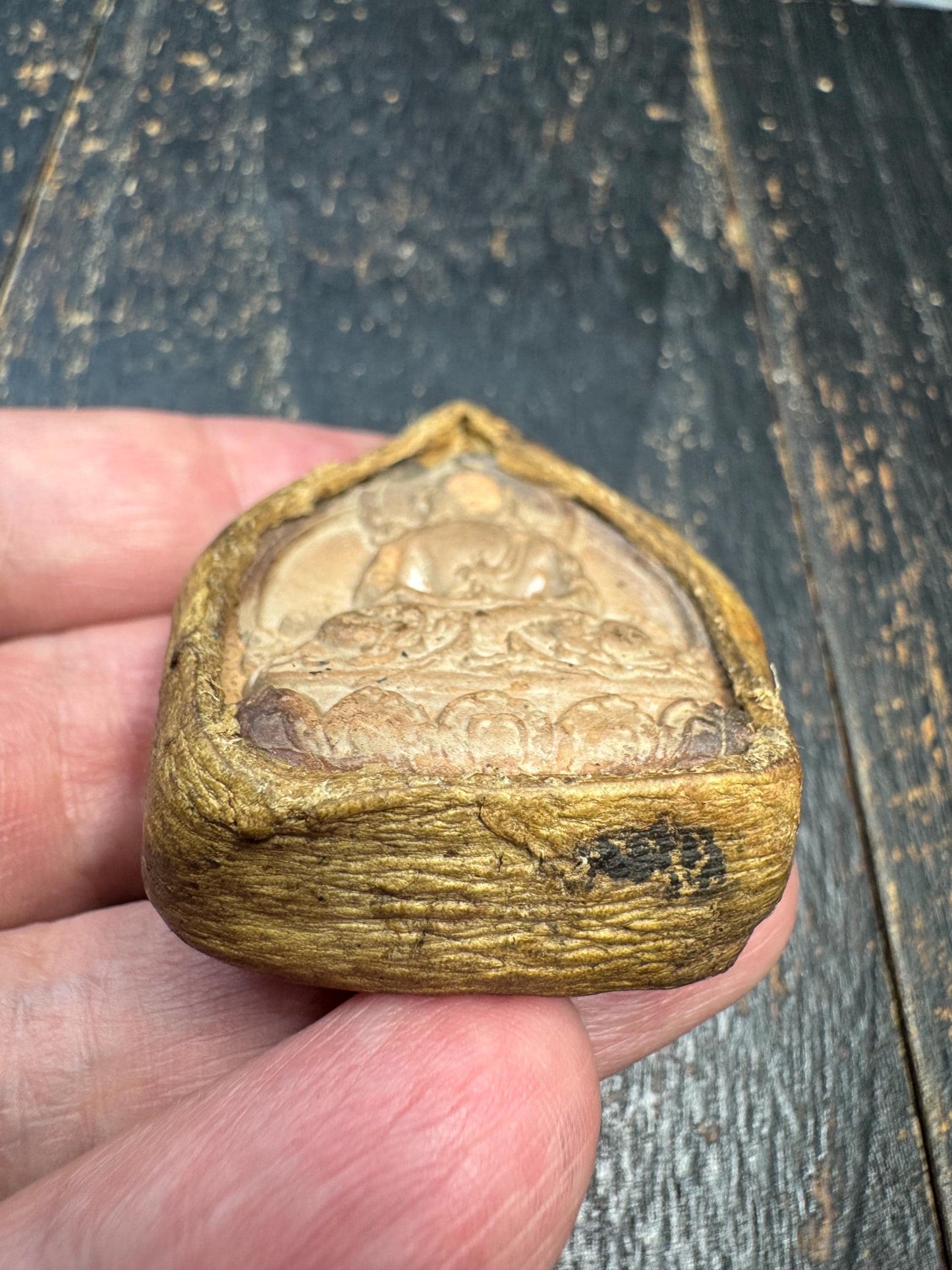 Vintage Buddhist Glass Tsa Tsa Amulet Pendant: Nepal Tribal Art