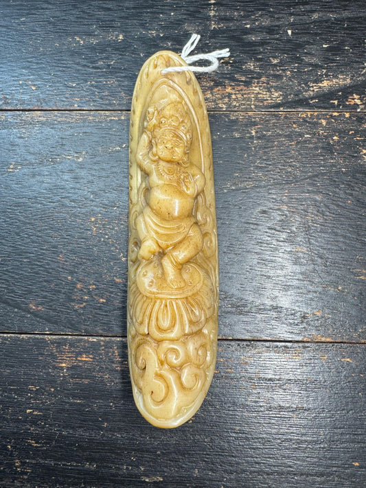 Vintage Yak Bone Mahakala Pendant Carving | Himalayan Protector Deity Amulet | Hand Carved Tribal Bone Wall Hanging | Tibetan Style Decor