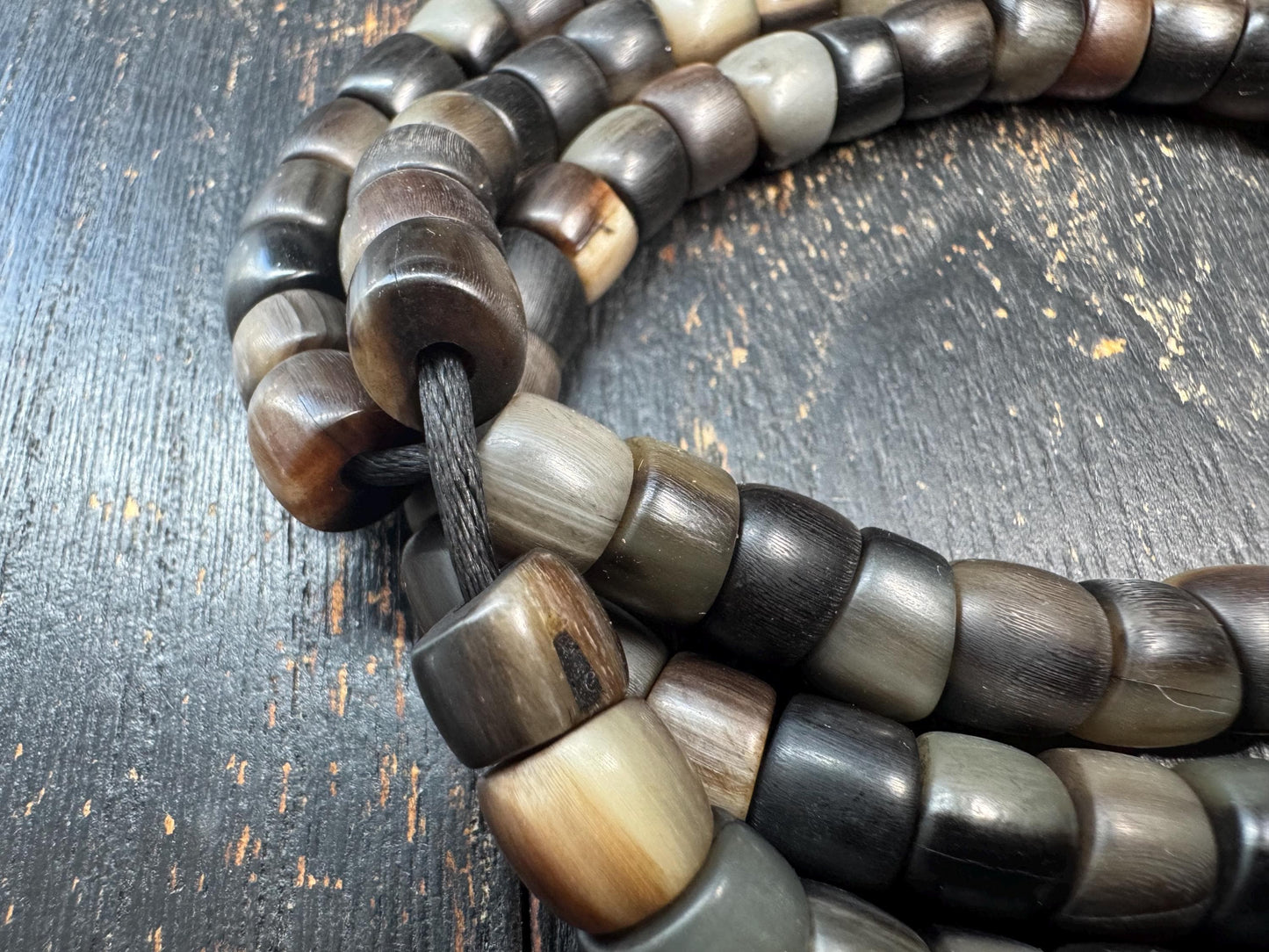 Vintage Himalayan 108 Bead Mala Necklace | Handmade Dark Prayer Beads | Tribal Meditation Necklace | 30 Inches