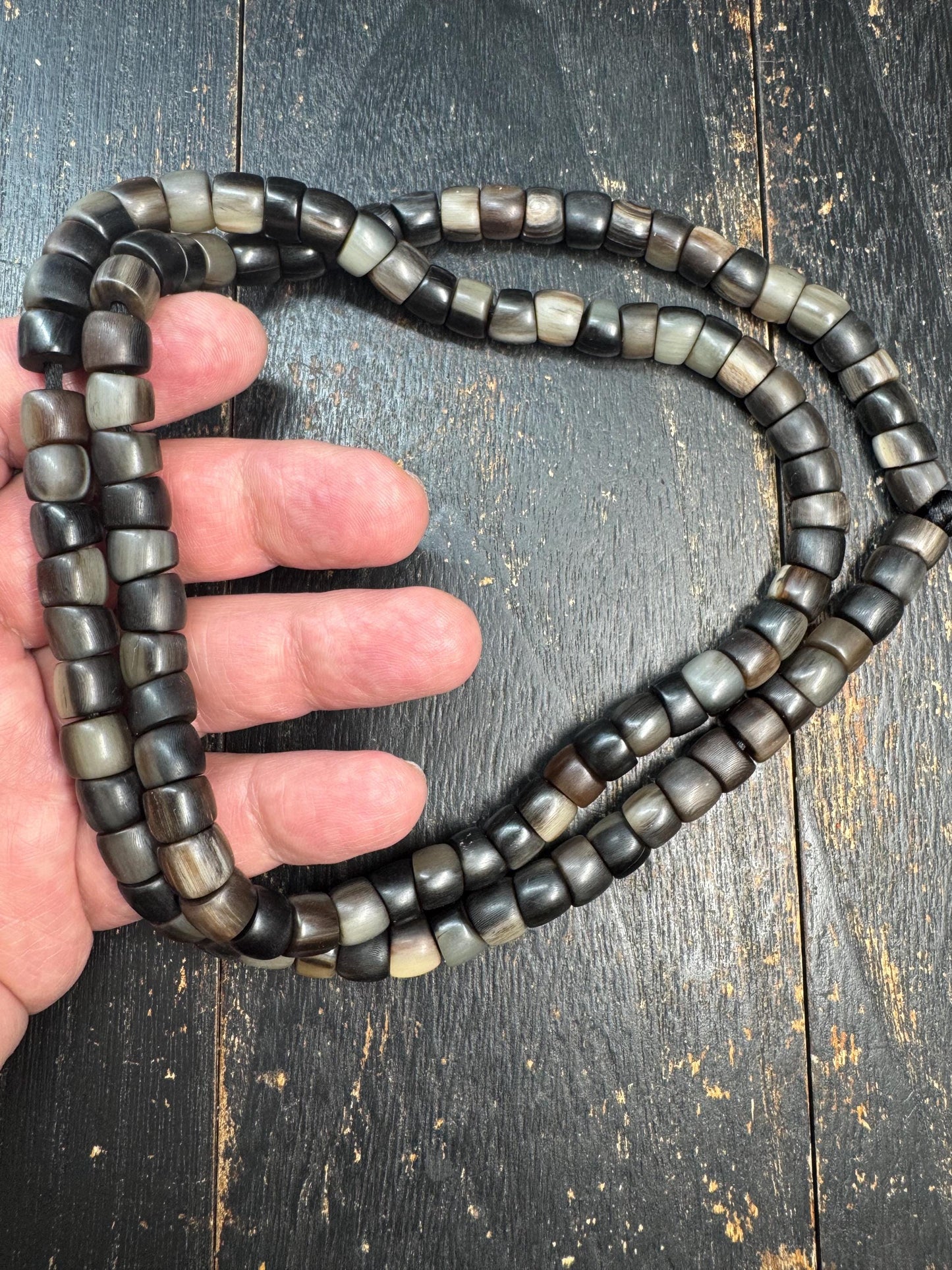 Vintage Himalayan 108 Bead Mala Necklace | Handmade Dark Prayer Beads | Tribal Meditation Necklace | 30 Inches