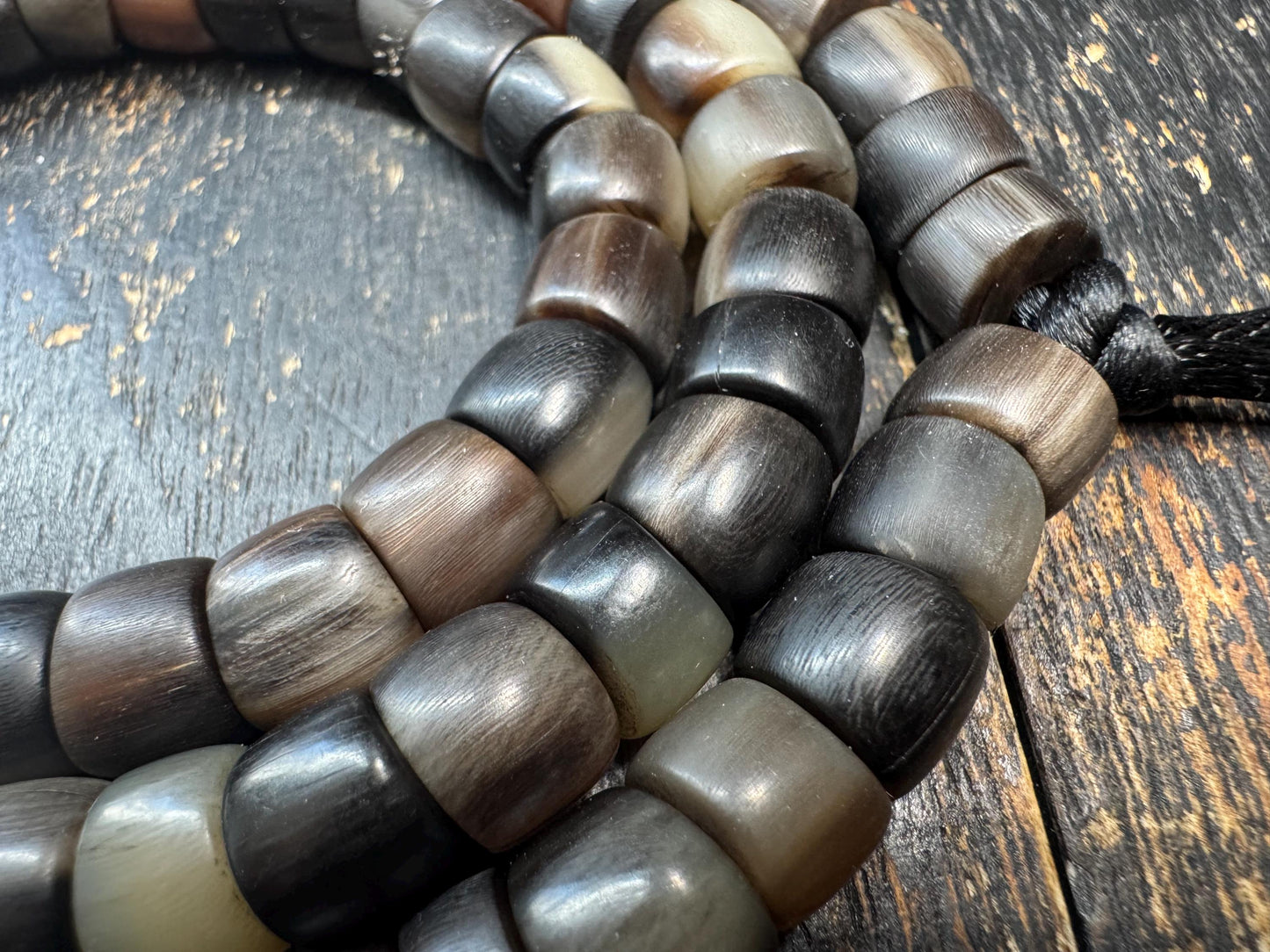 Vintage Himalayan 108 Bead Mala Necklace | Handmade Dark Prayer Beads | Tribal Meditation Necklace | 30 Inches